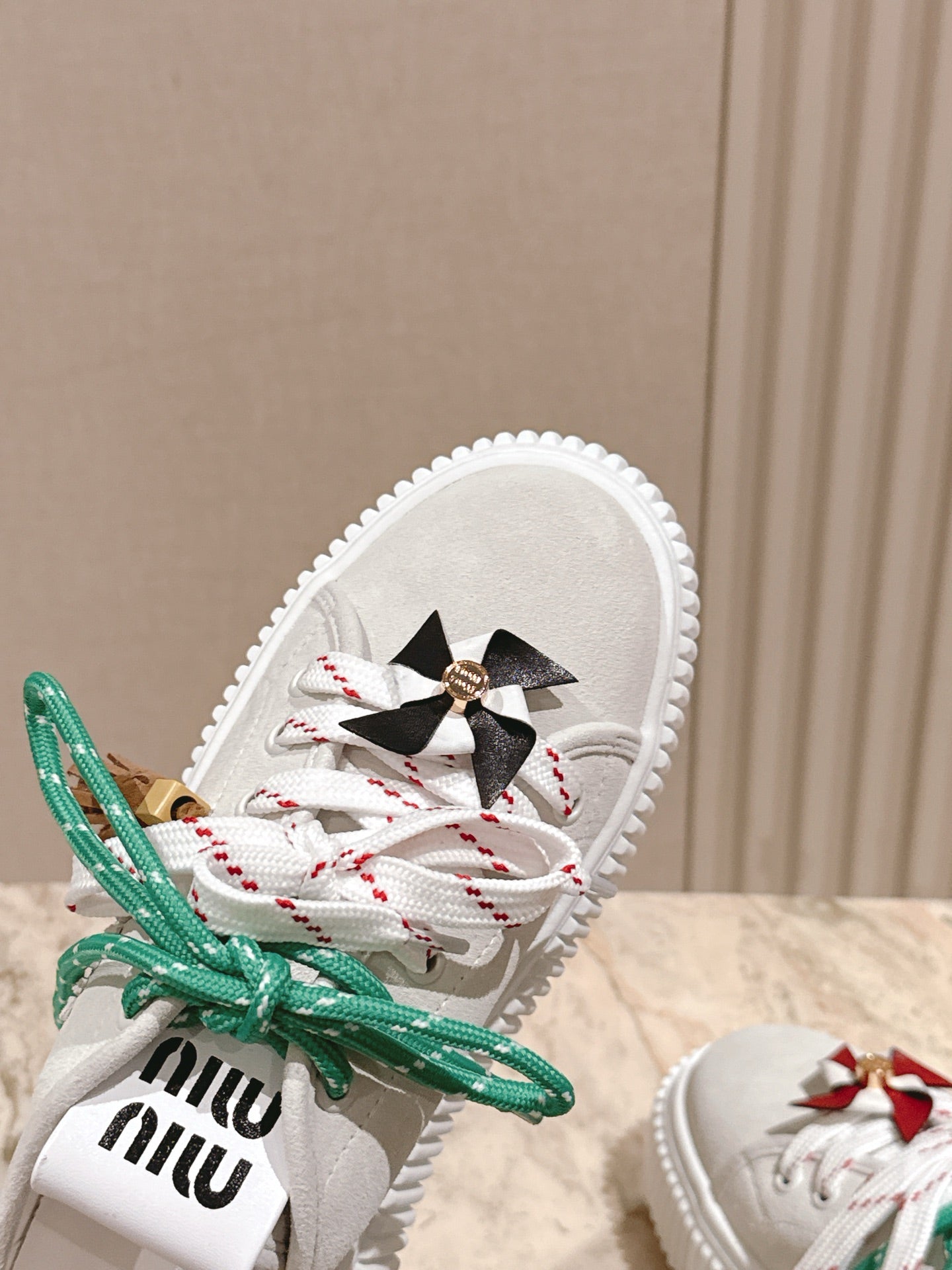 MIU MIU platform sneakers white green suede 461867