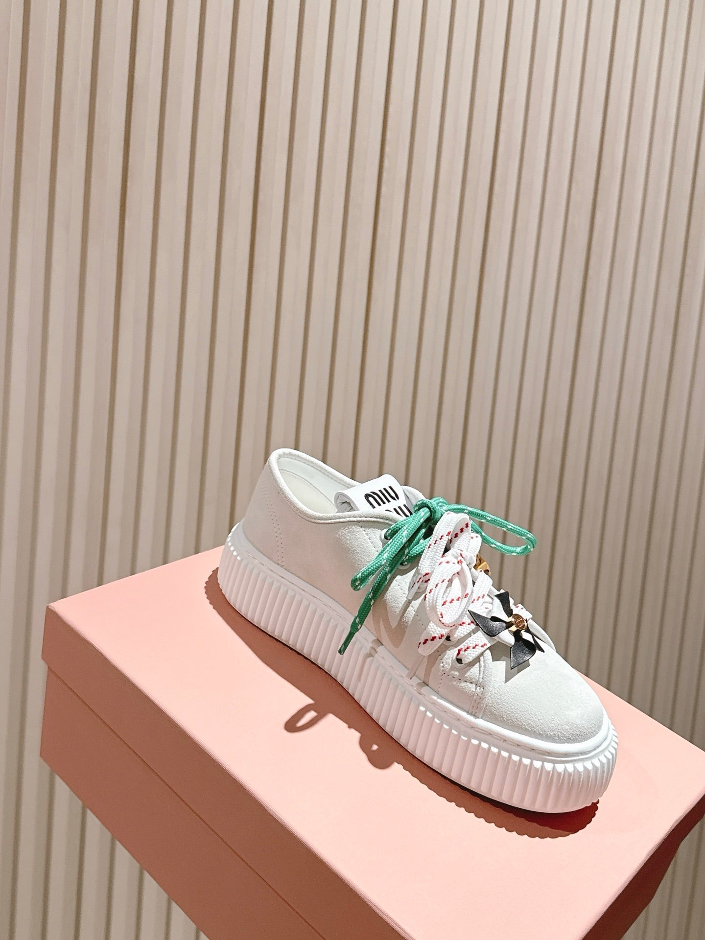 MIU MIU platform sneakers white green suede 461867