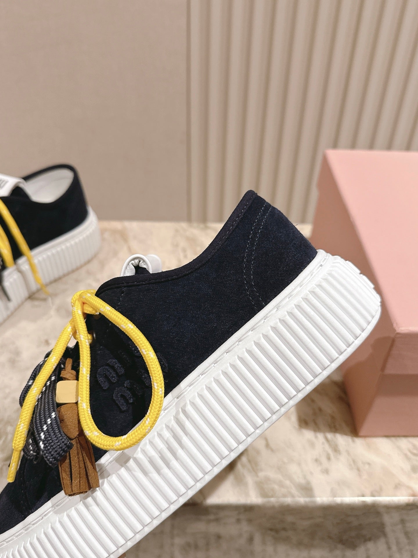 MIU MIU platform sneakers black suede 461869