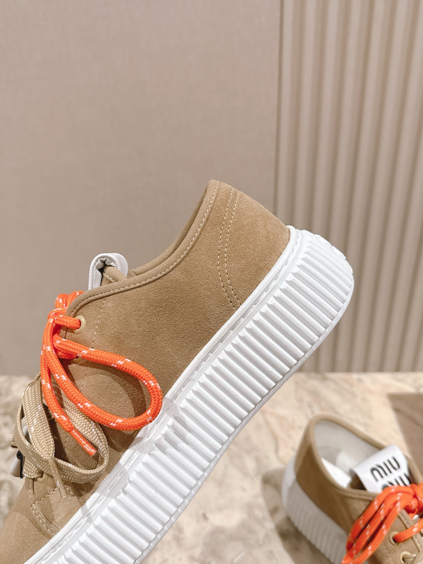 MIU MIU platform sneakers beige suede 461868