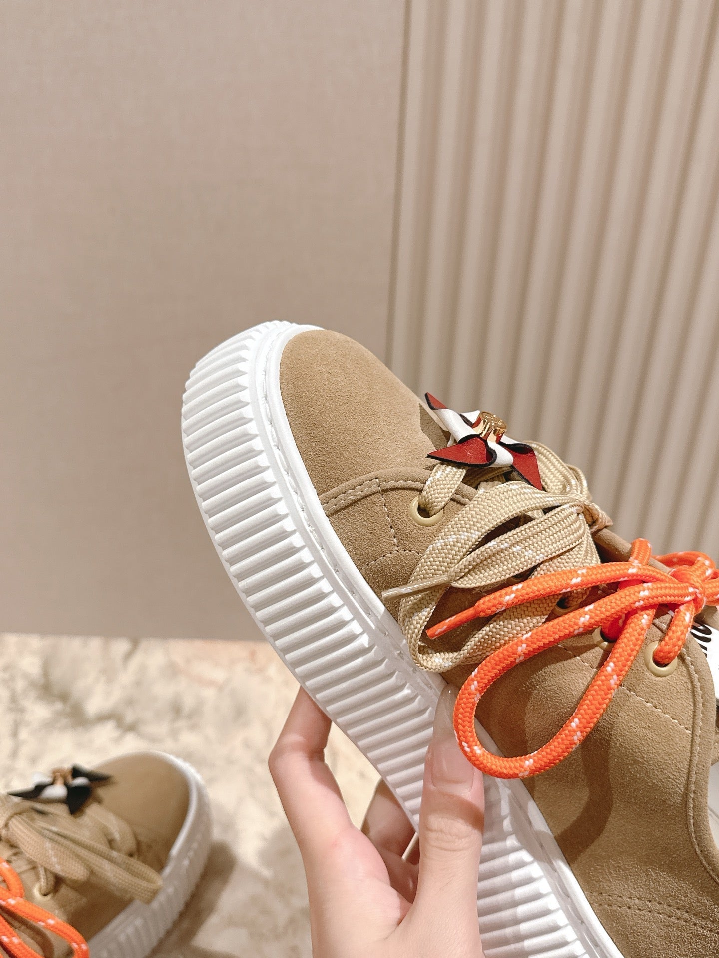 MIU MIU platform sneakers beige suede 461868