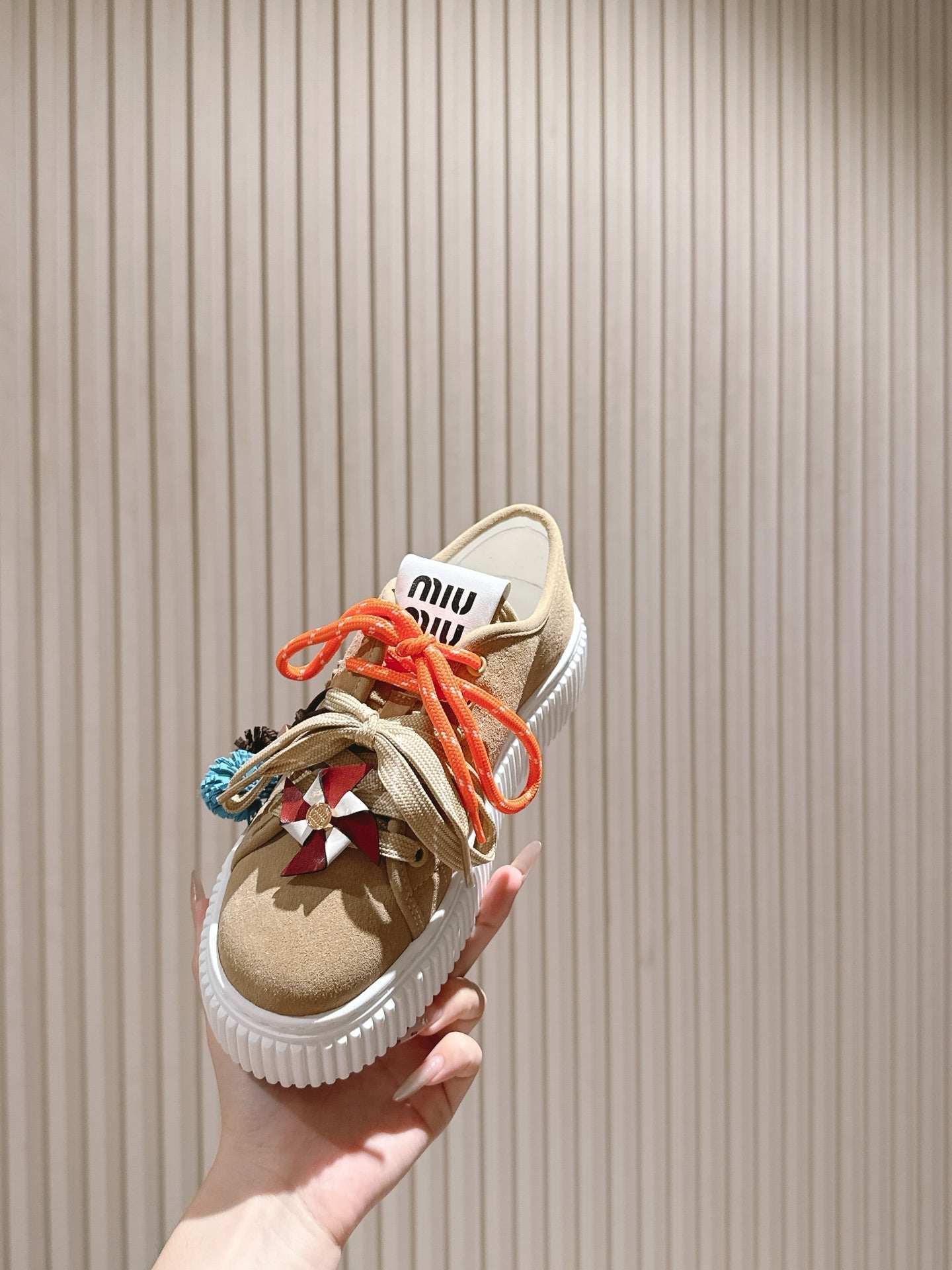 MIU MIU platform sneakers beige suede 461868