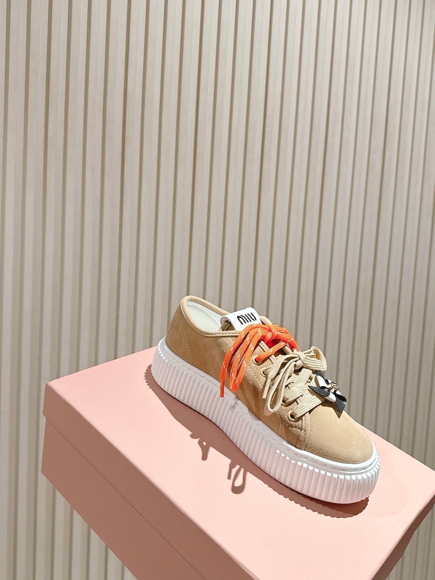 MIU MIU platform sneakers beige suede 461868