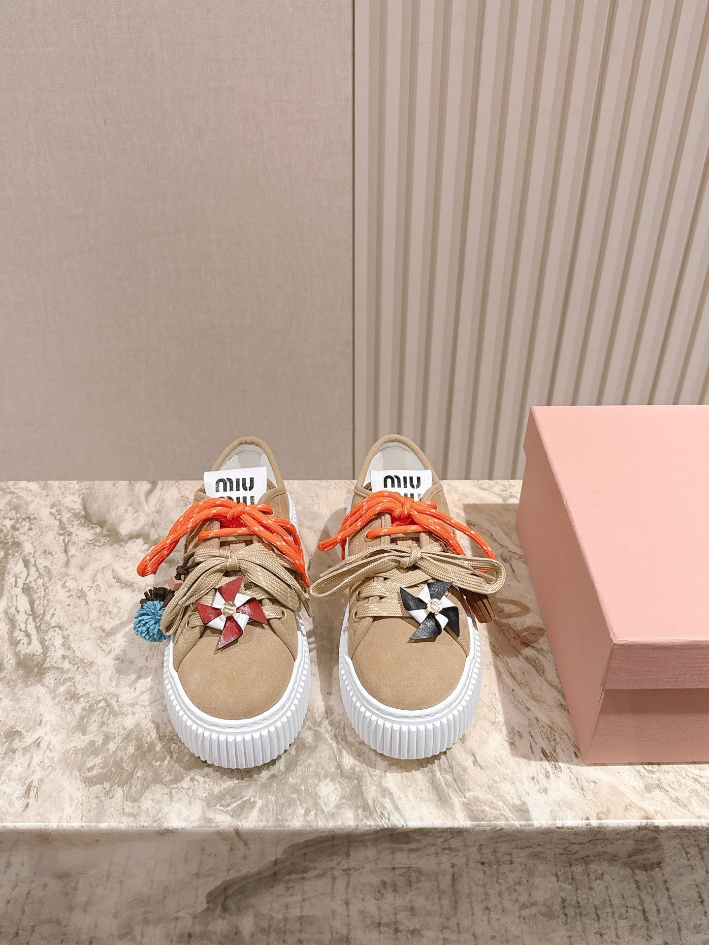 MIU MIU platform sneakers beige suede 461868