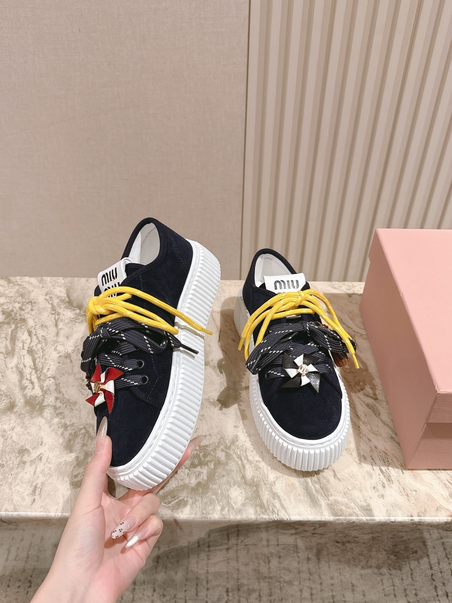 MIU MIU platform sneakers black suede 461869