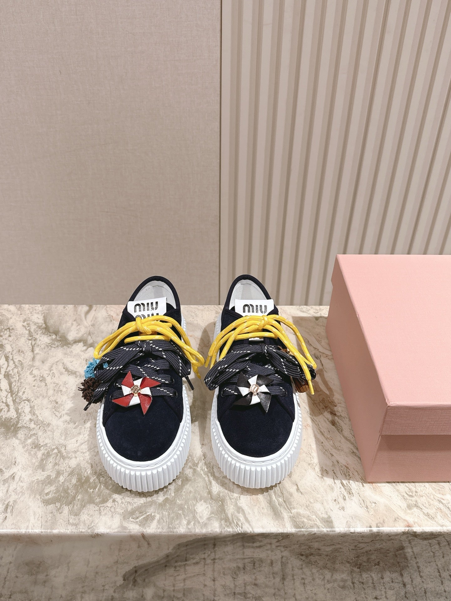 MIU MIU platform sneakers black suede 461869