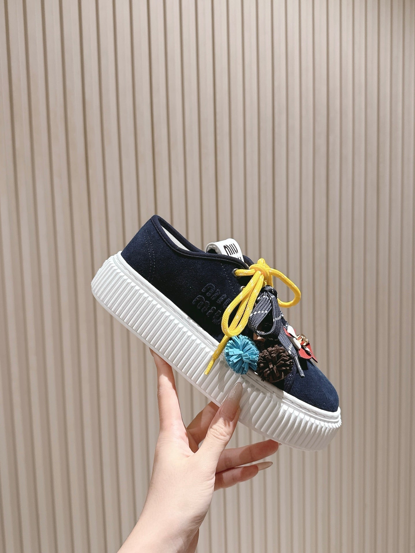 MIU MIU platform sneakers black suede 461869