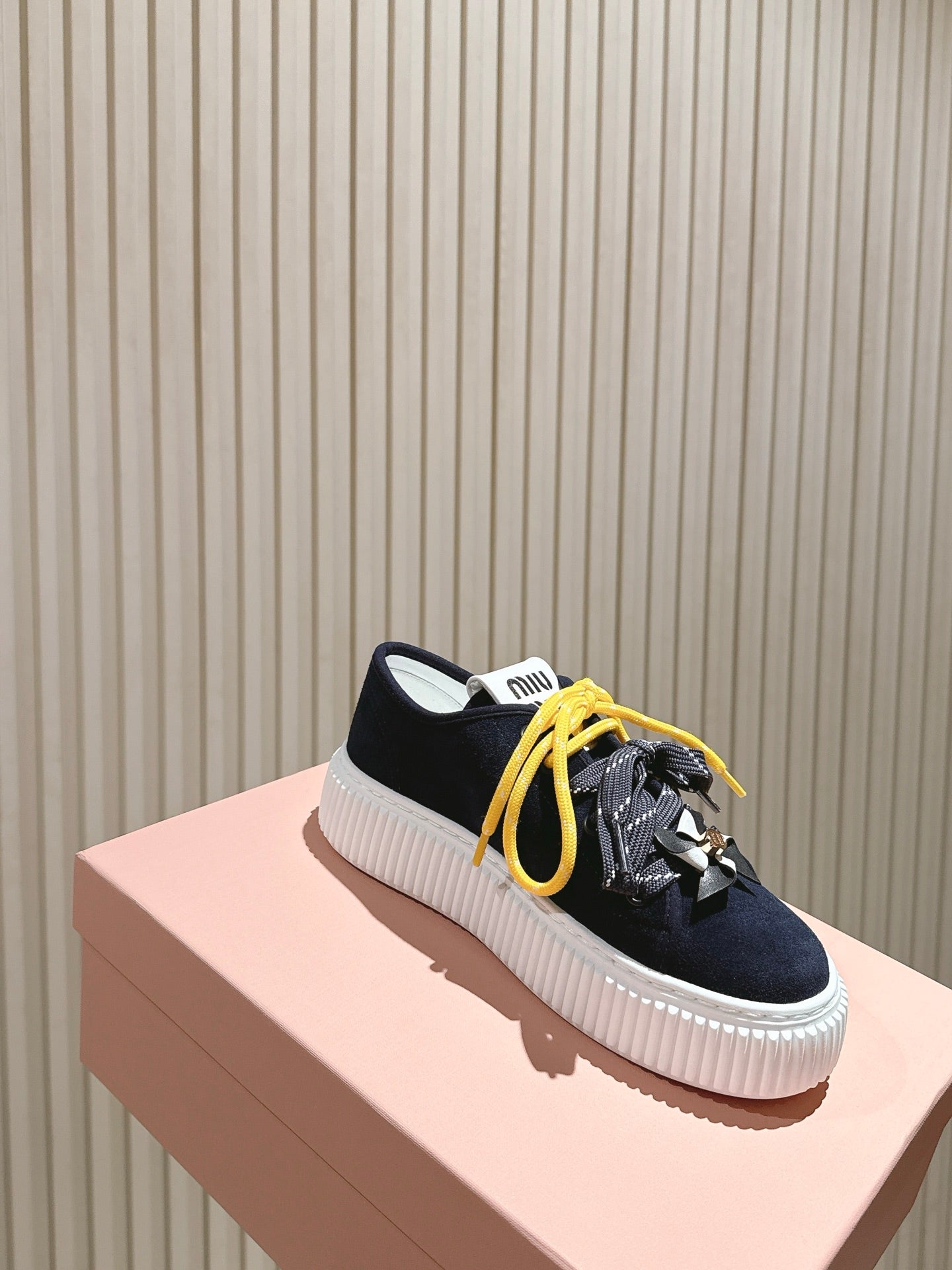 MIU MIU platform sneakers black suede 461869