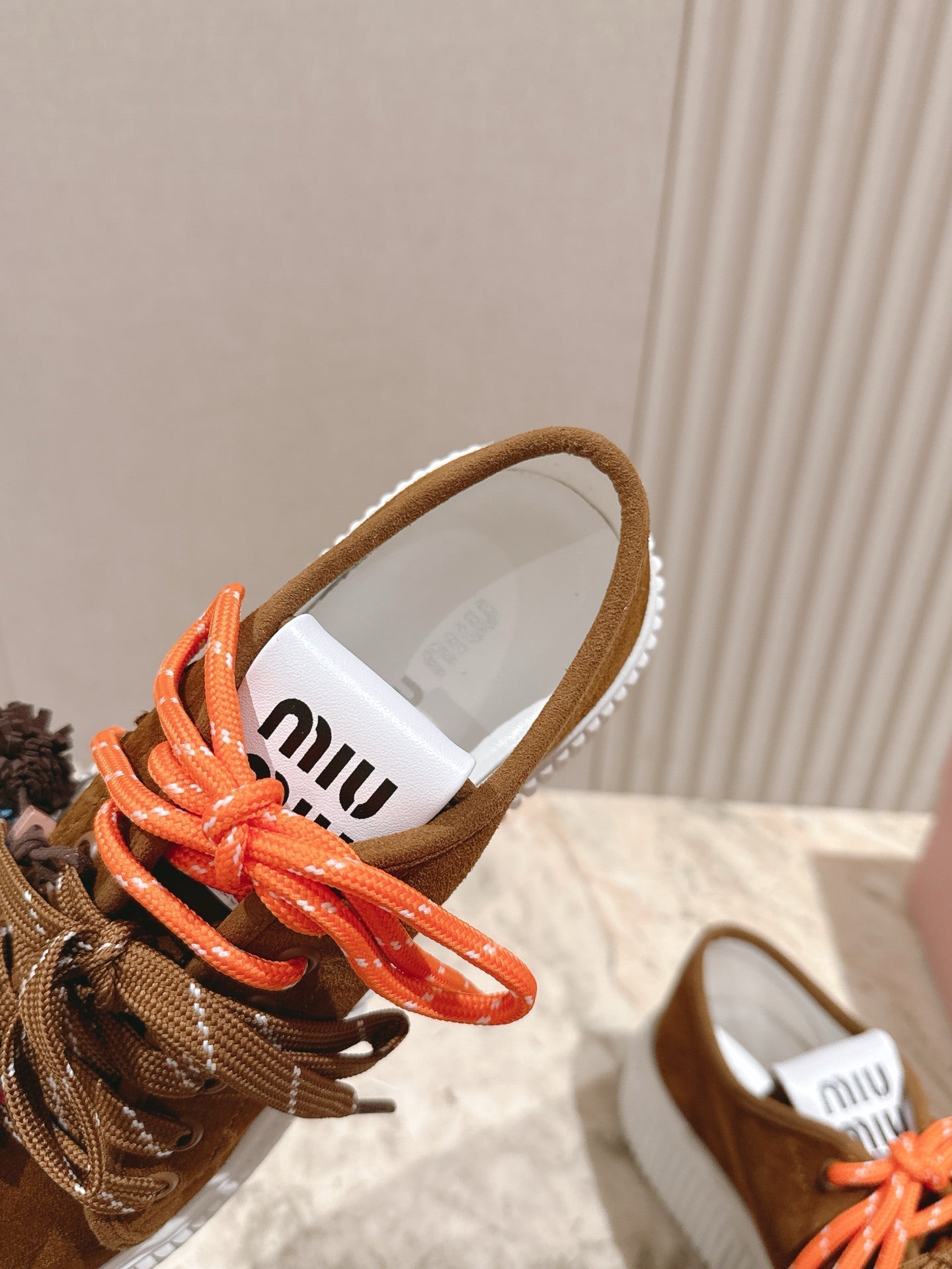 MIU MIU platform sneakers brown suede 461870