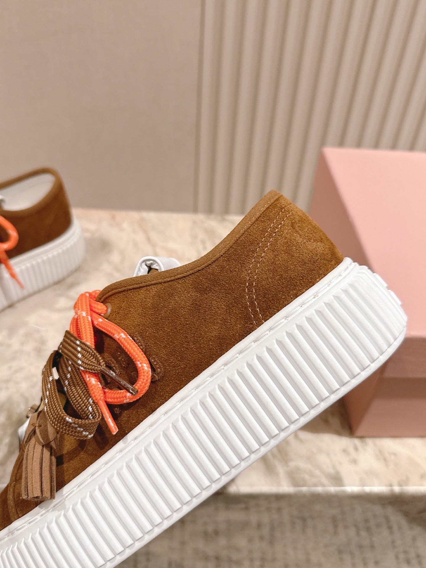 MIU MIU platform sneakers brown suede 461870