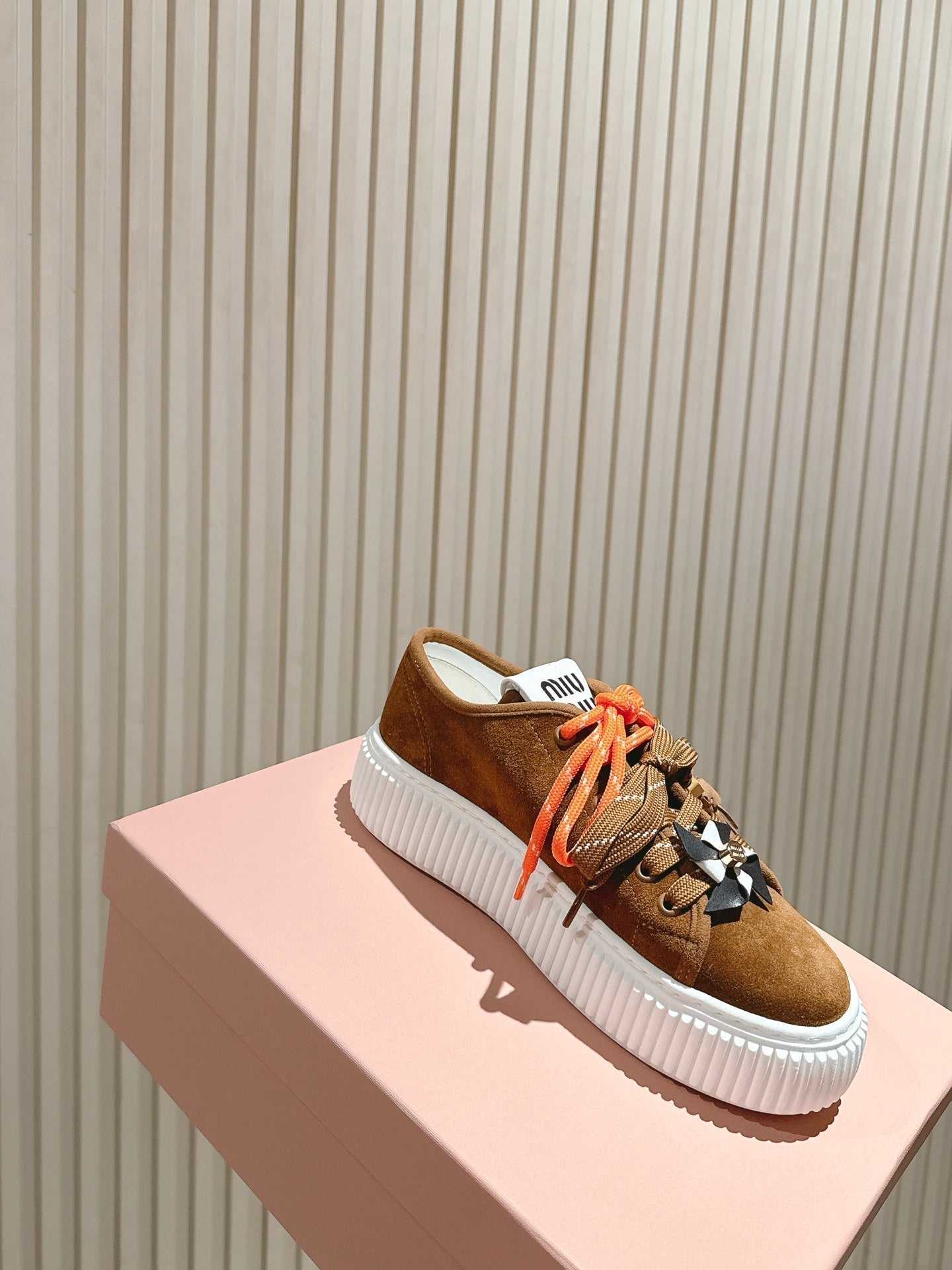 MIU MIU platform sneakers brown suede 461870