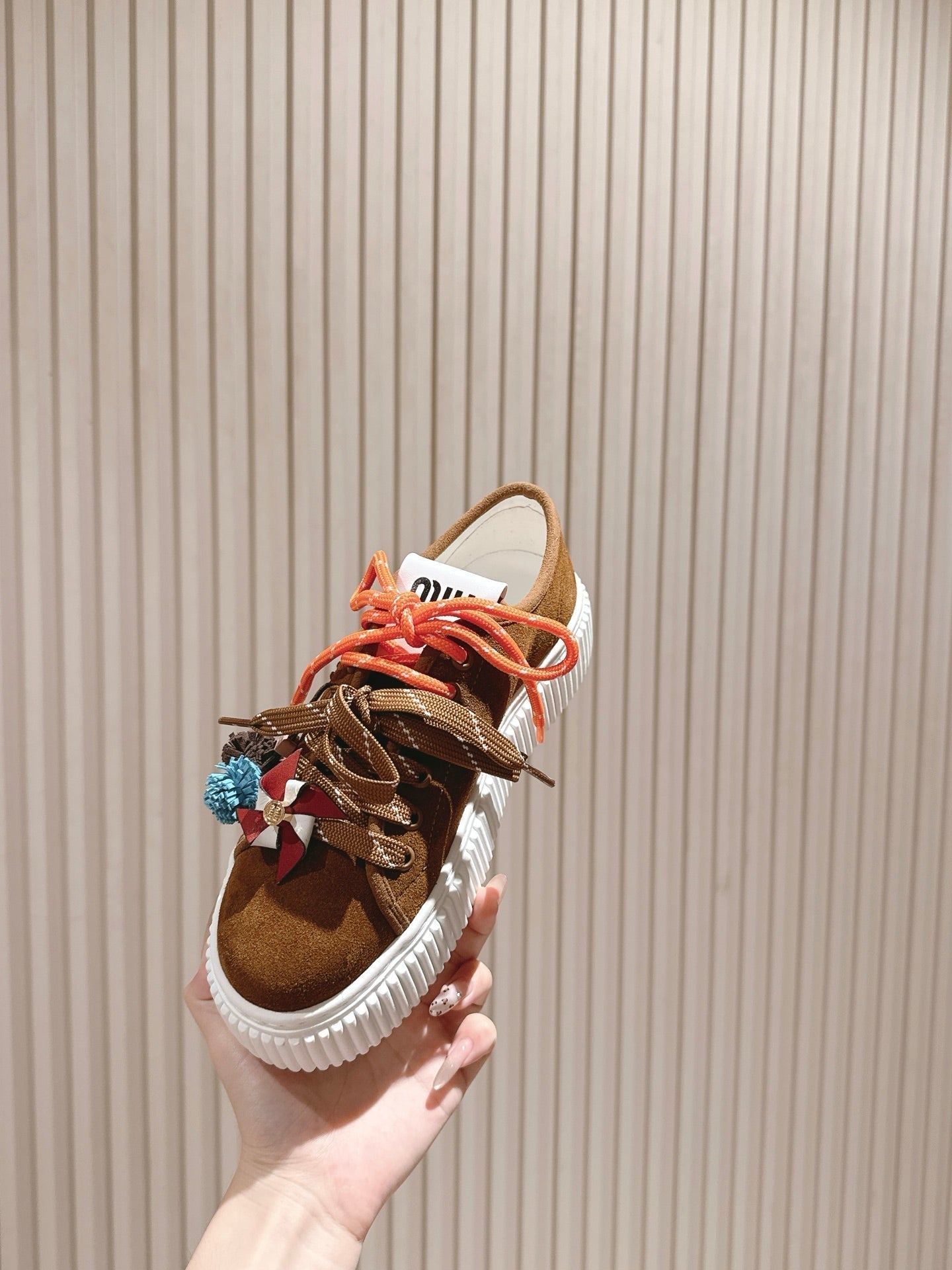 MIU MIU platform sneakers brown suede 461870