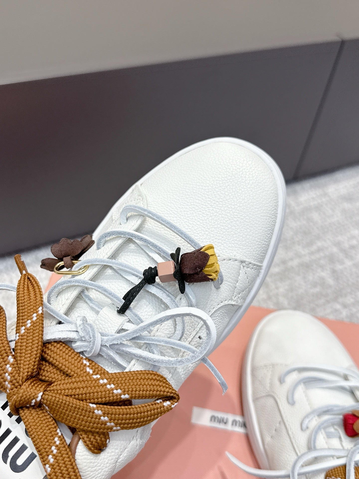 MIU MIU sneaker white brown cowhide 461840