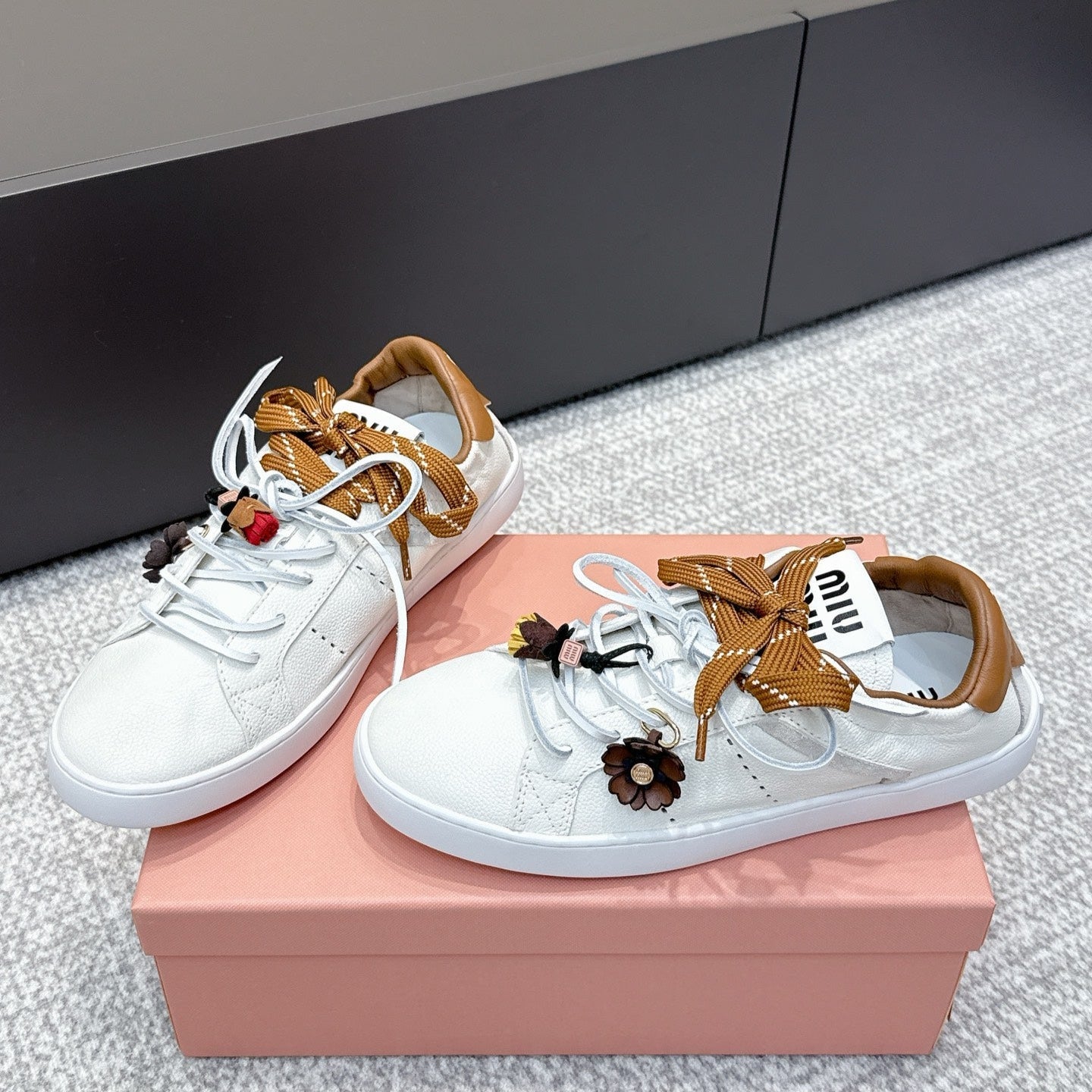 MIU MIU sneaker white brown cowhide 461840