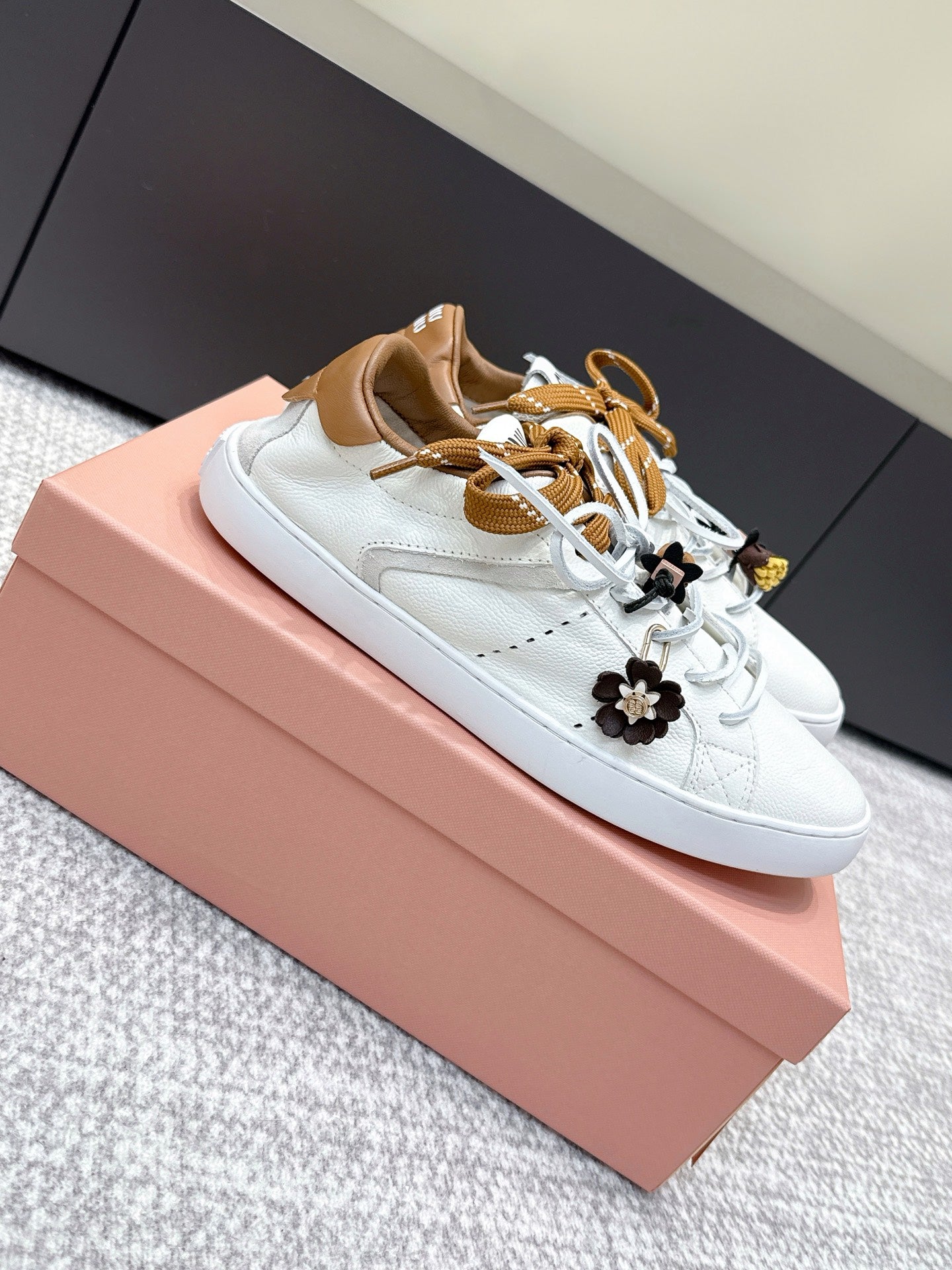 MIU MIU sneaker white brown cowhide 461840