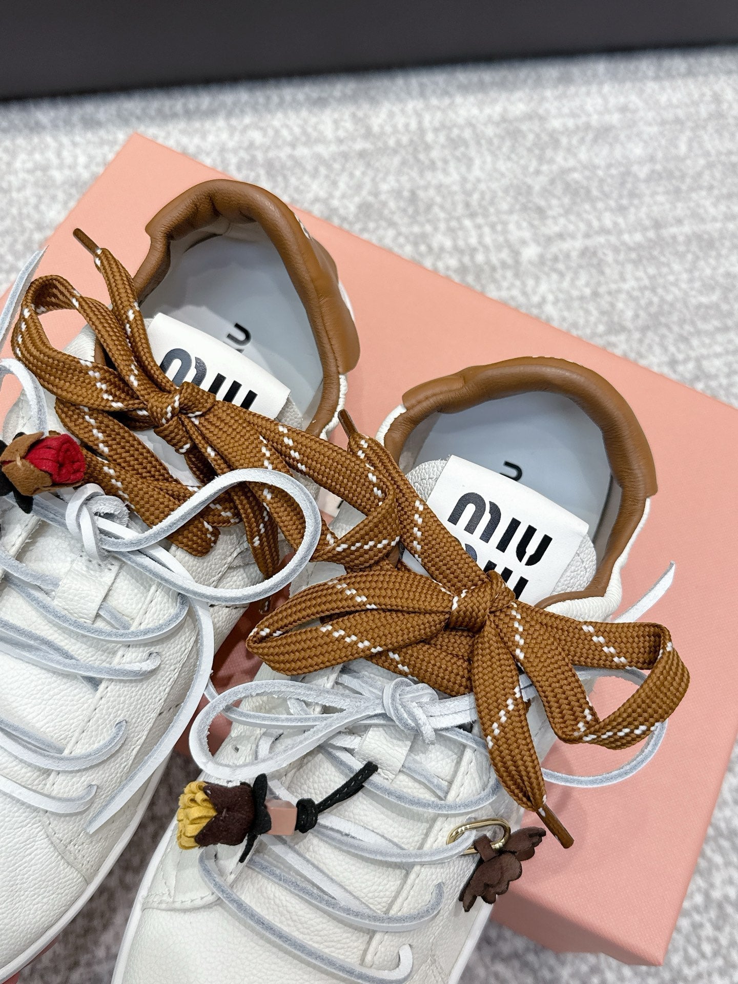 MIU MIU sneaker white brown cowhide 461840