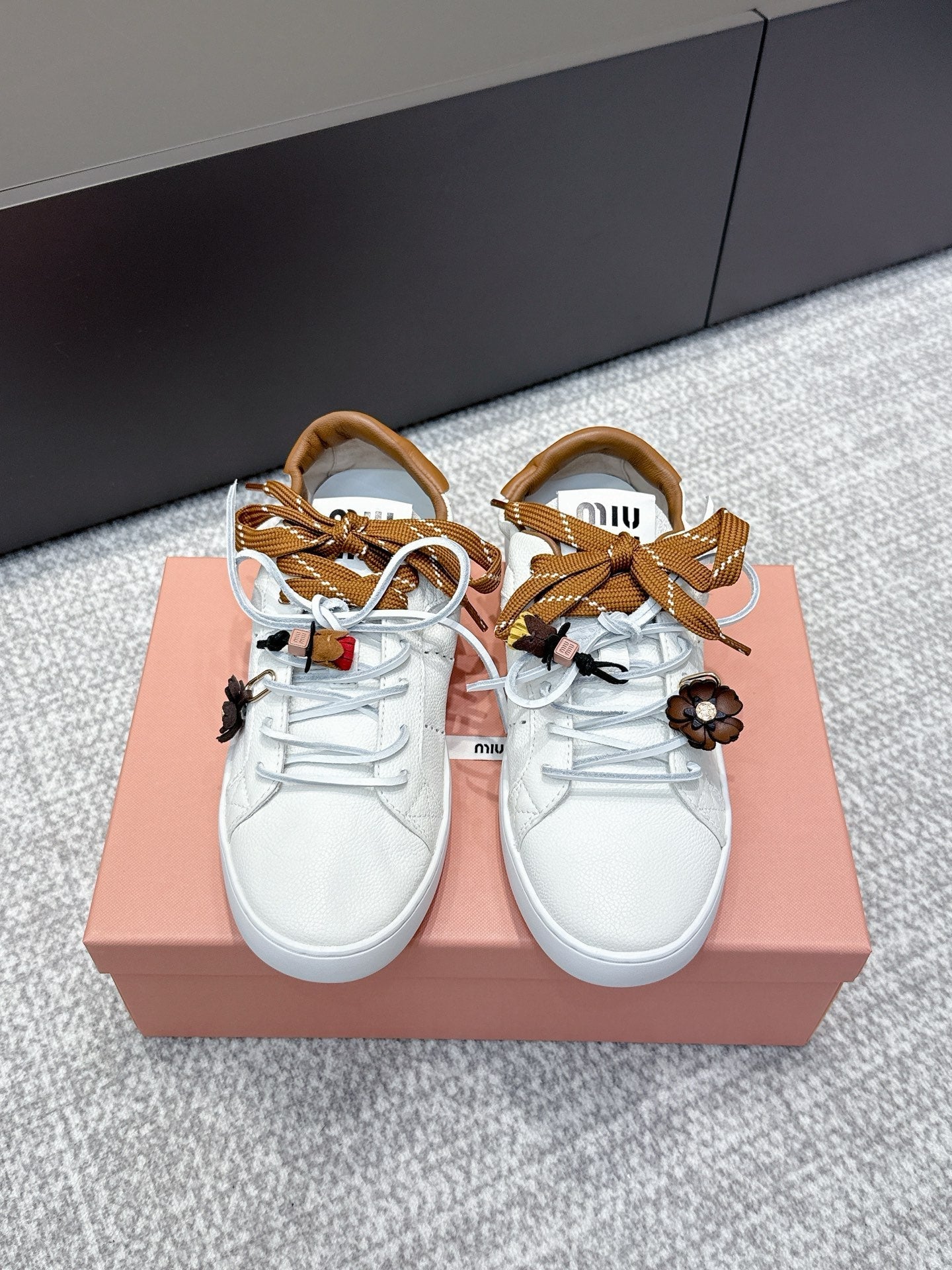 MIU MIU sneaker white brown cowhide 461840