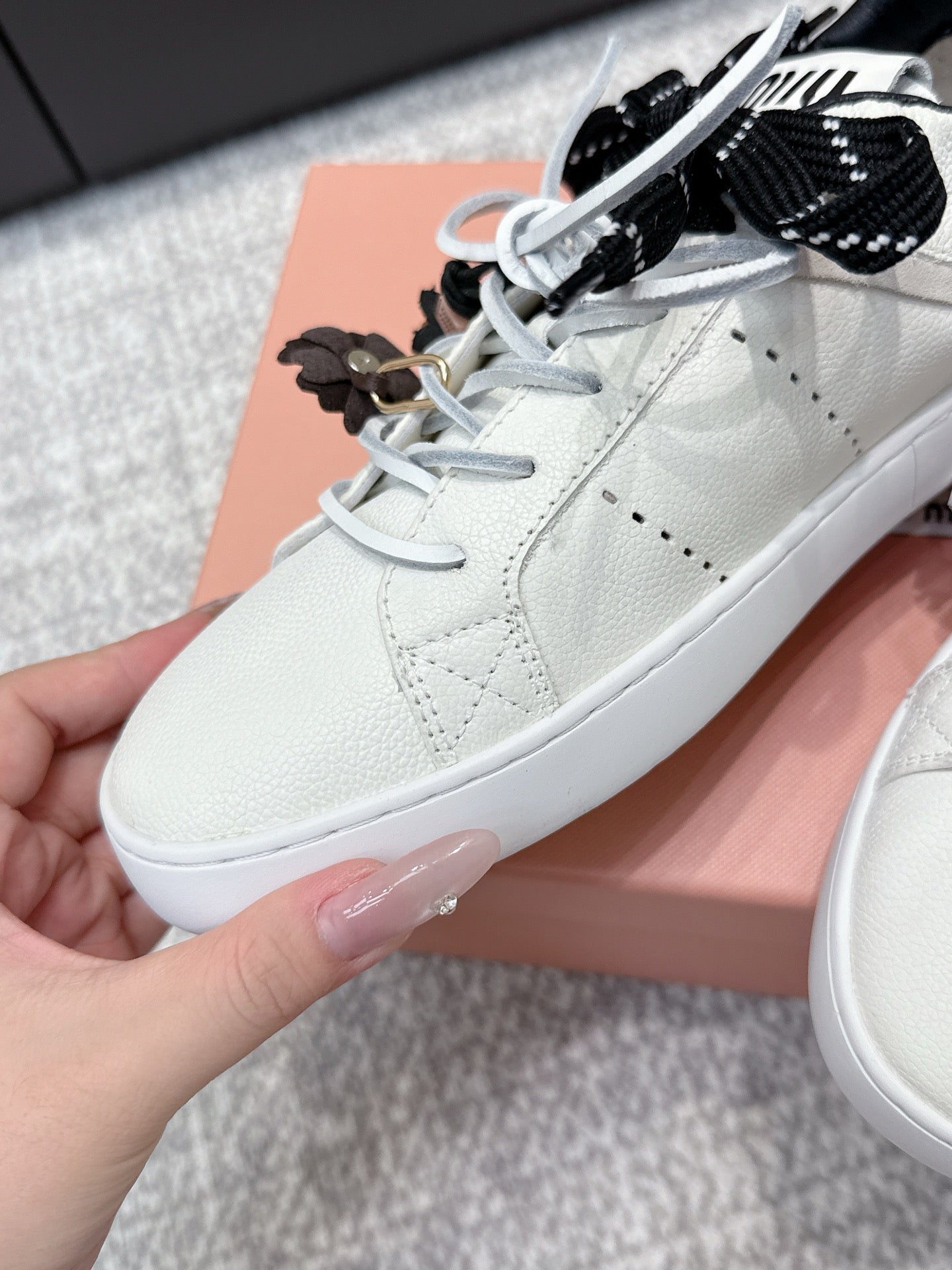 MIU MIU sneaker white black cowhide 461841