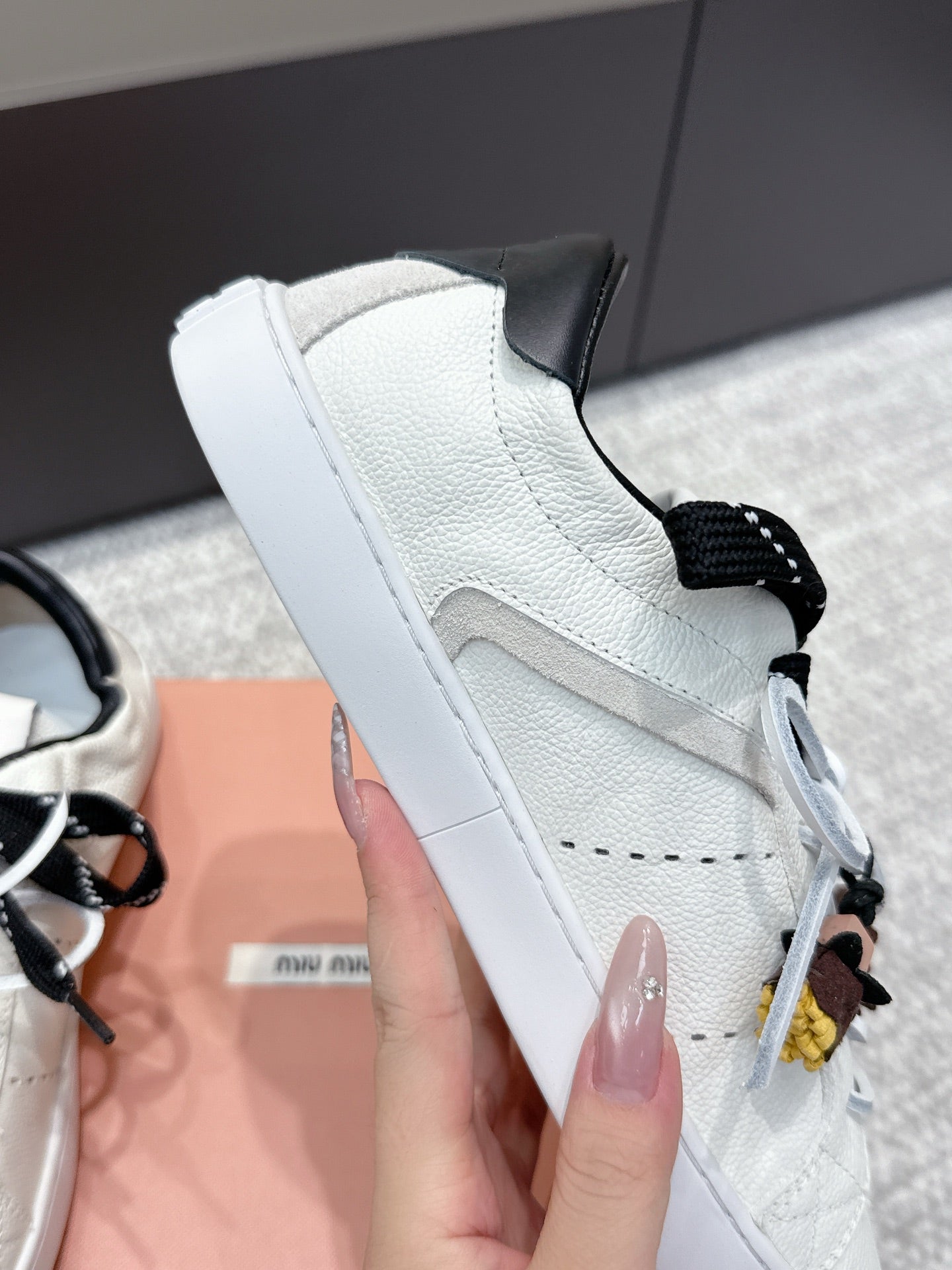 MIU MIU sneaker white black cowhide 461841