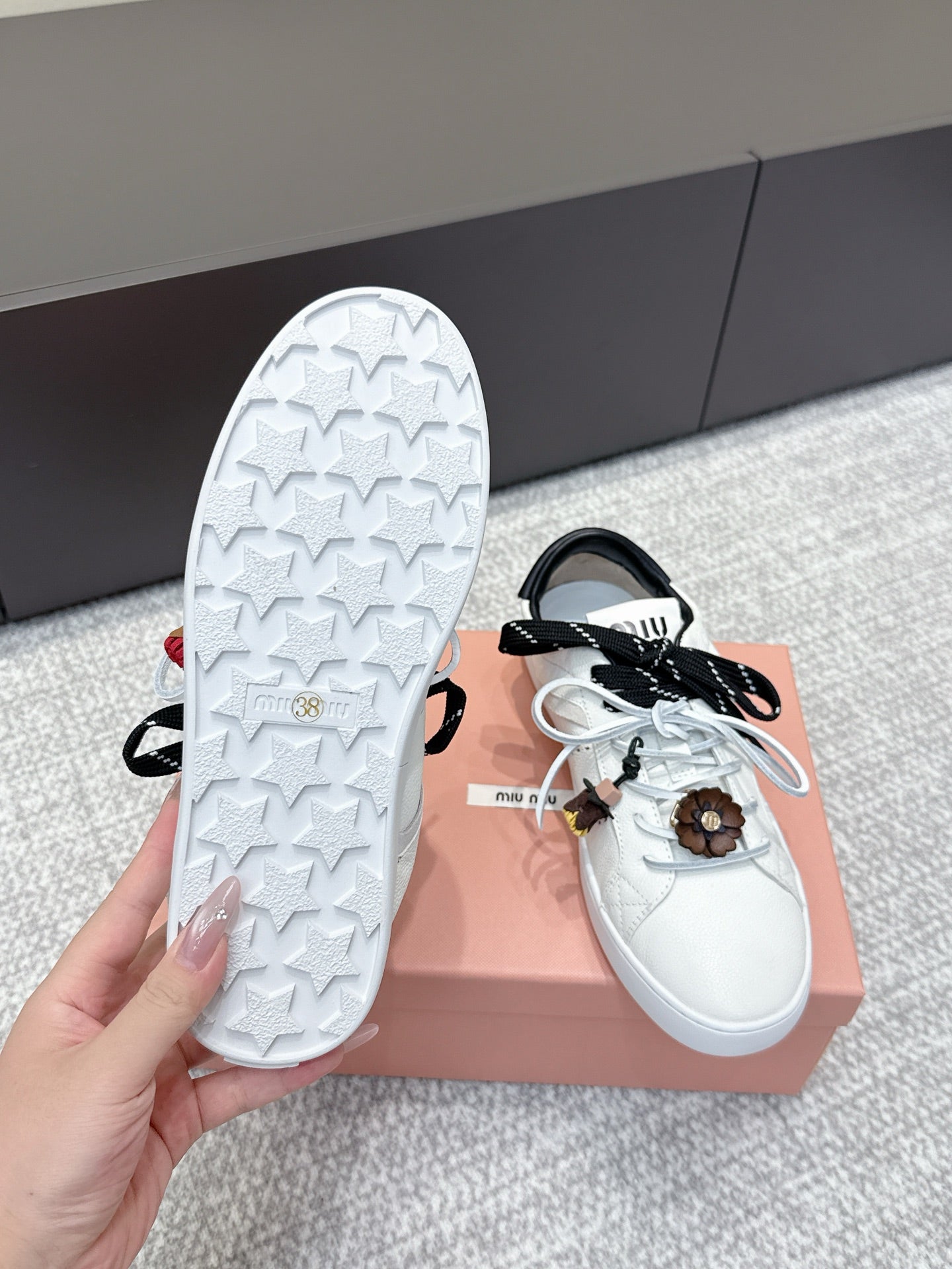 MIU MIU sneaker white black cowhide 461841