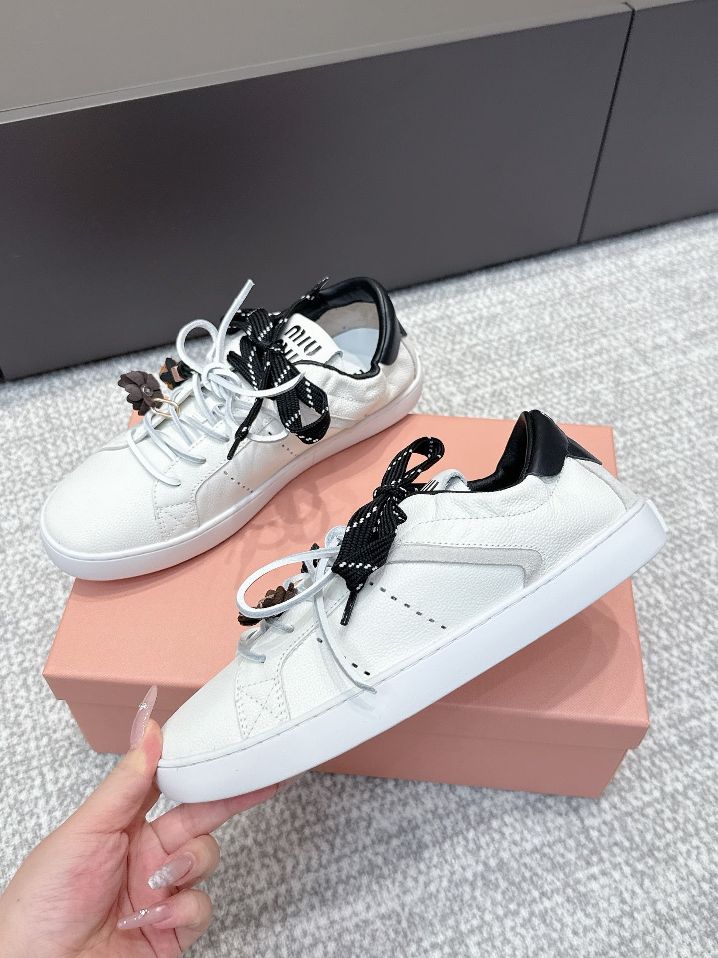 MIU MIU sneaker white black cowhide 461841