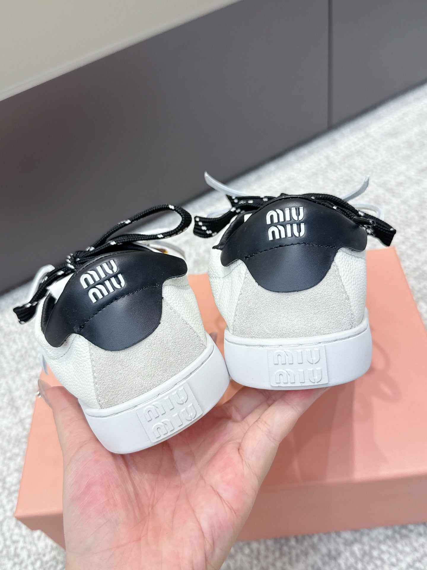 MIU MIU sneaker white black cowhide 461841