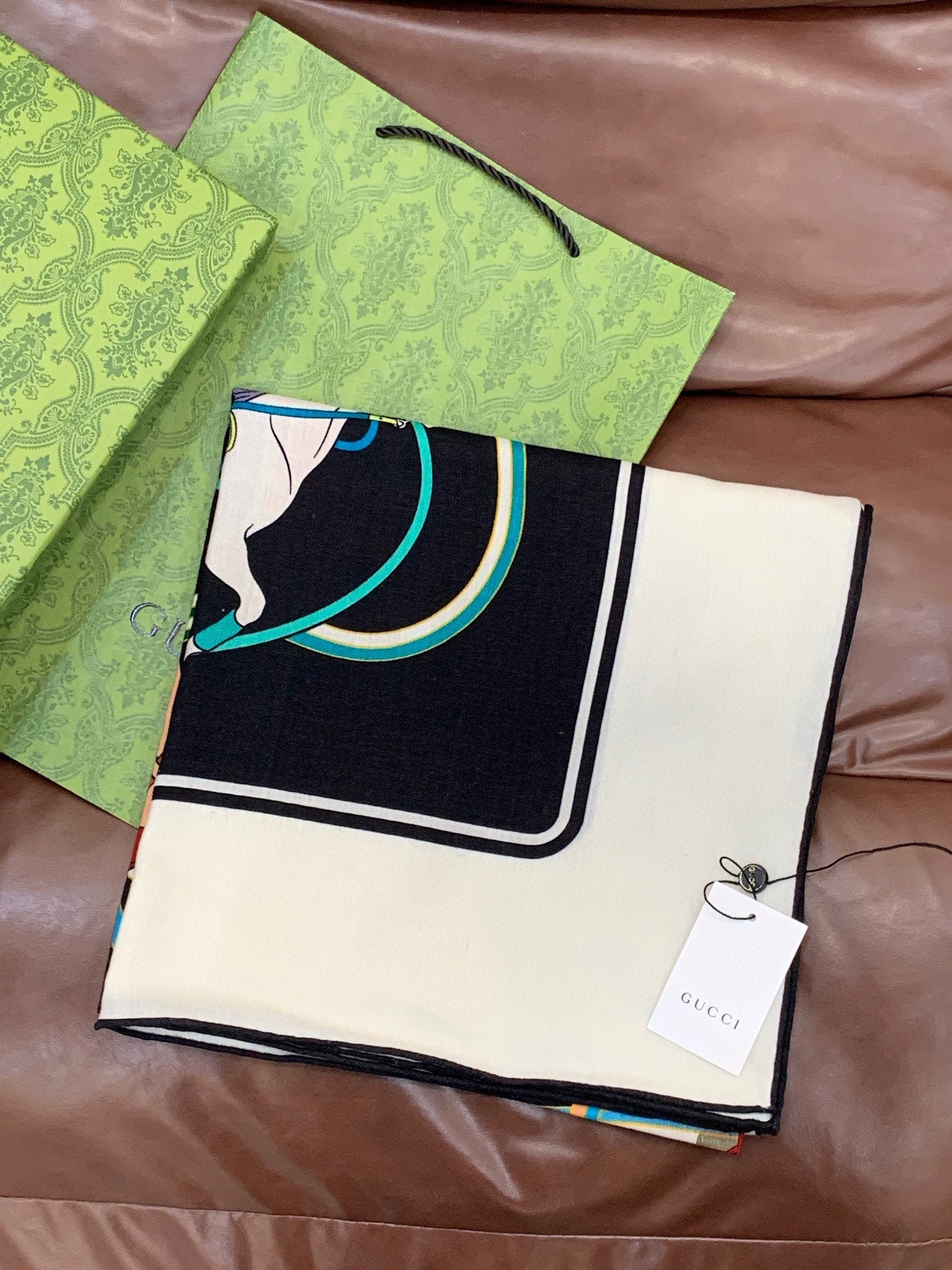 GG Horsebit 135CM  Black Colorful Cashmere Silk 275259