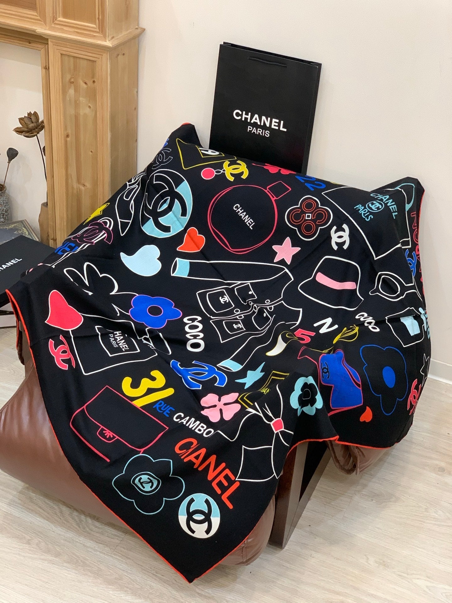 CC 25 Scarf 135CM Black Colorful Cashmere 293208