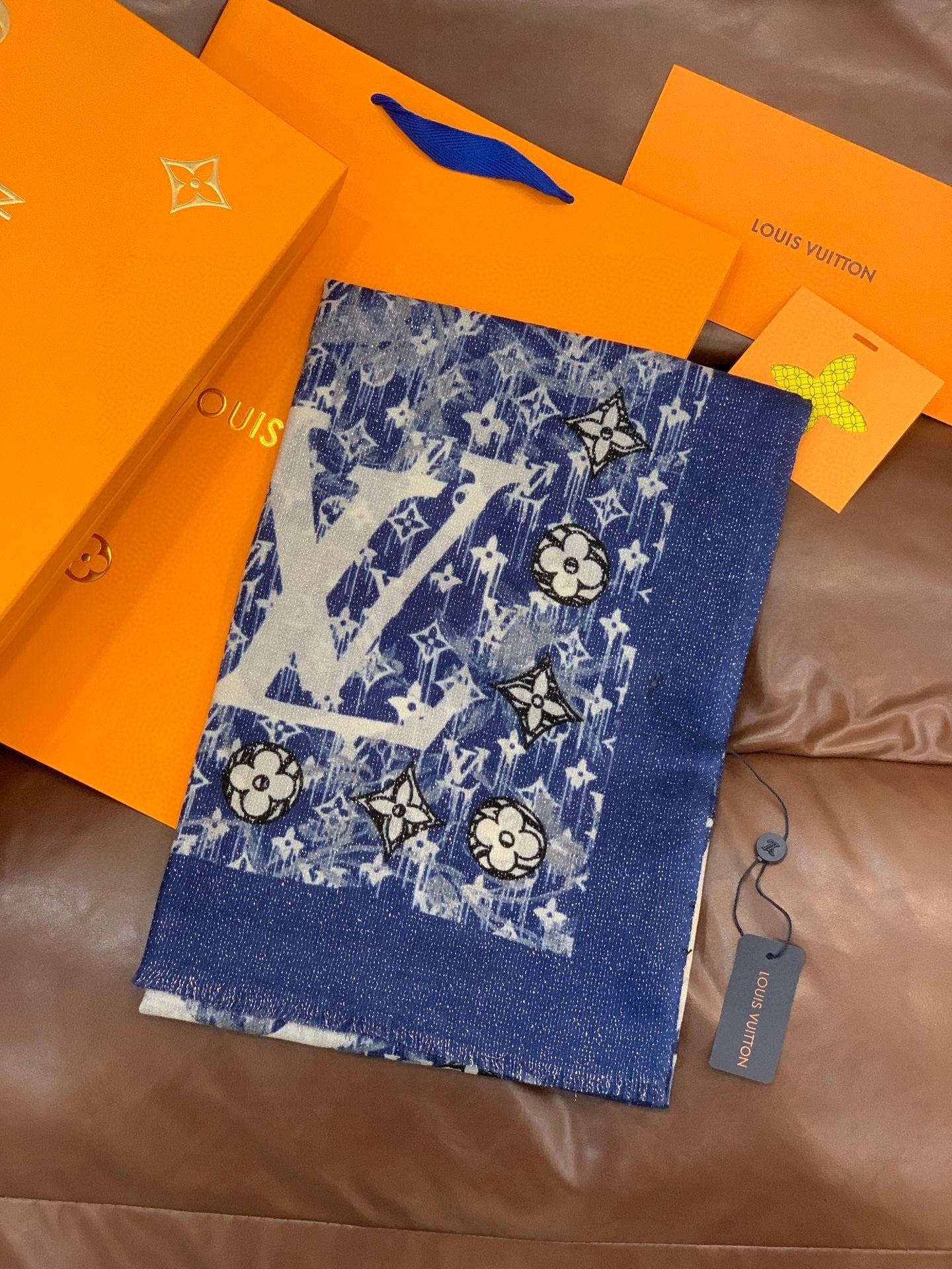 LV 25ss Scarf 200CM Blue Cashmere 293140