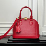 LV Alma BB Handbag Red Grained Cowhide