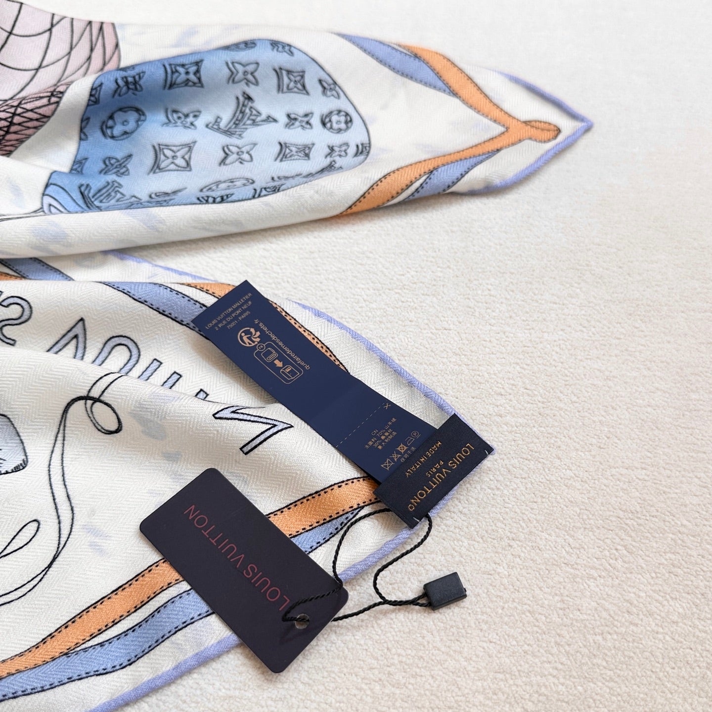 LV urkish Hot Air Balloon Scarf 140cm Blue Colorful Cashmere 971100