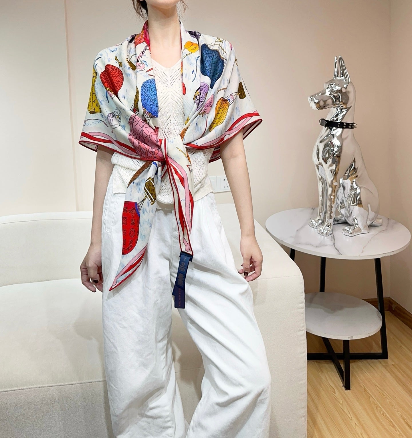 LV urkish Hot Air Balloon Scarf 140cm Colorful Cashmere 971102