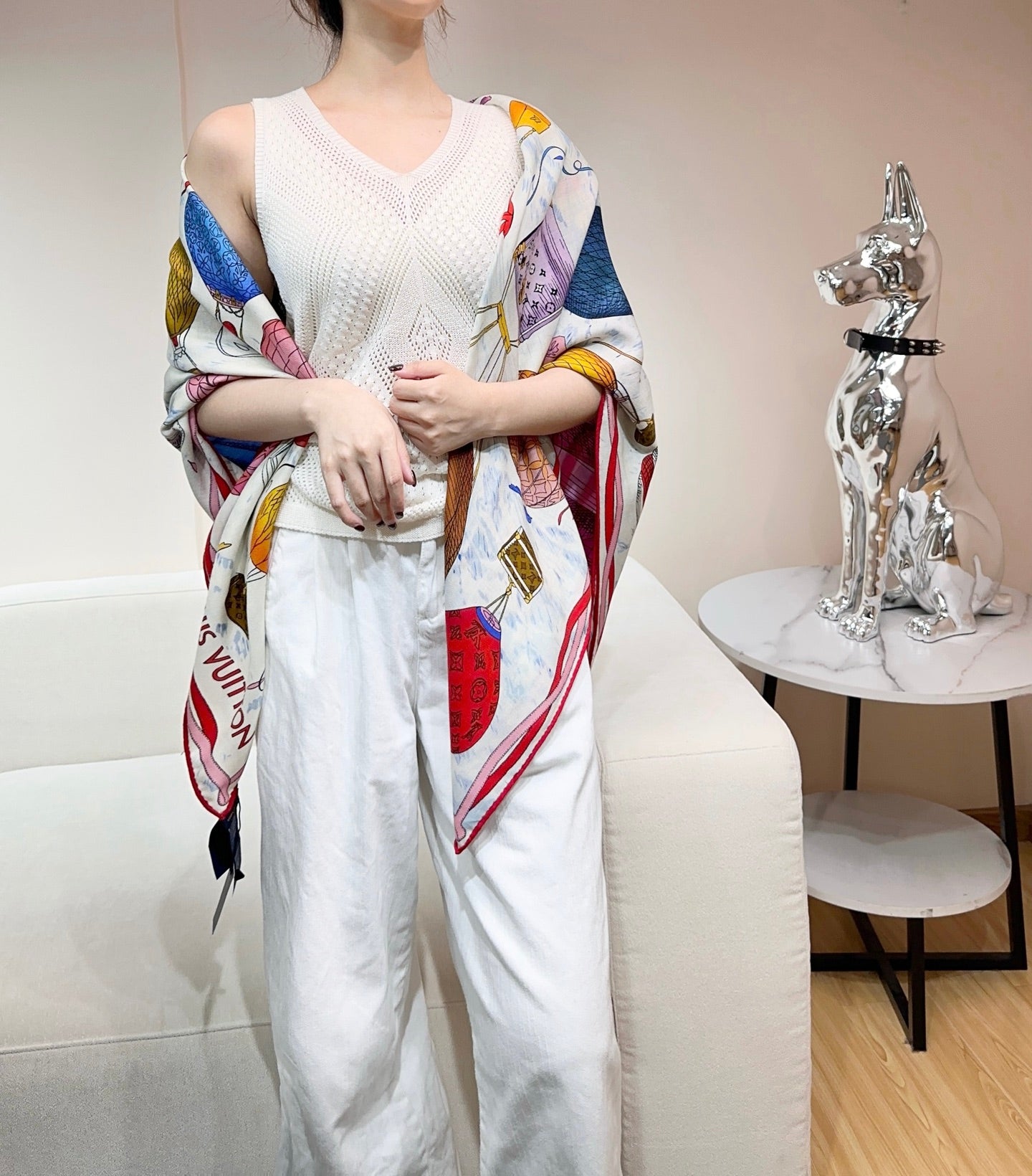 LV urkish Hot Air Balloon Scarf 140cm Colorful Cashmere 971102