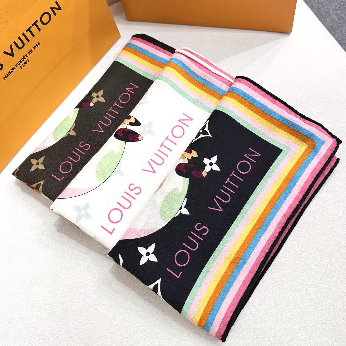 LV x TM SUPERFLAT 140cm Brown Multicolor Silk Wool 978741