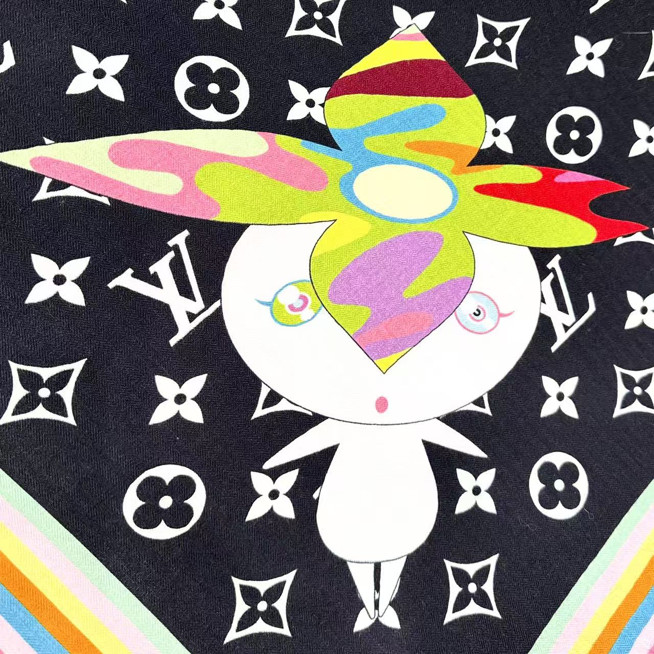 LV x TM SUPERFLAT 140cm Black Multicolor Silk Wool 978740