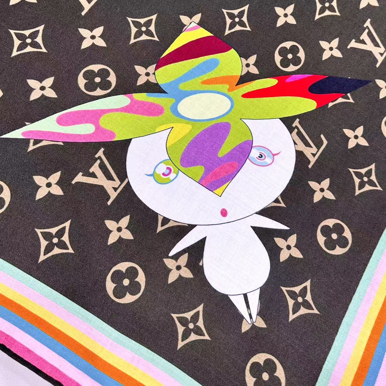 LV x TM SUPERFLAT 140cm Brown Multicolor Silk Wool 978741