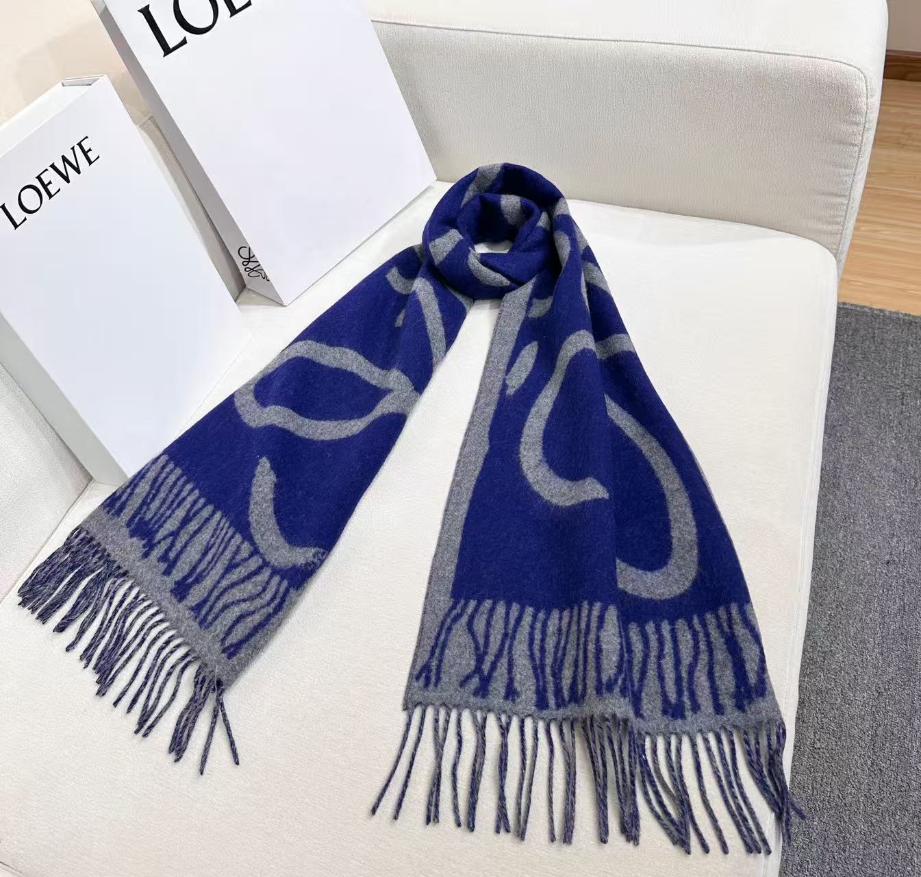 Loewe Scarf 180CM Blue Cashmere 962788