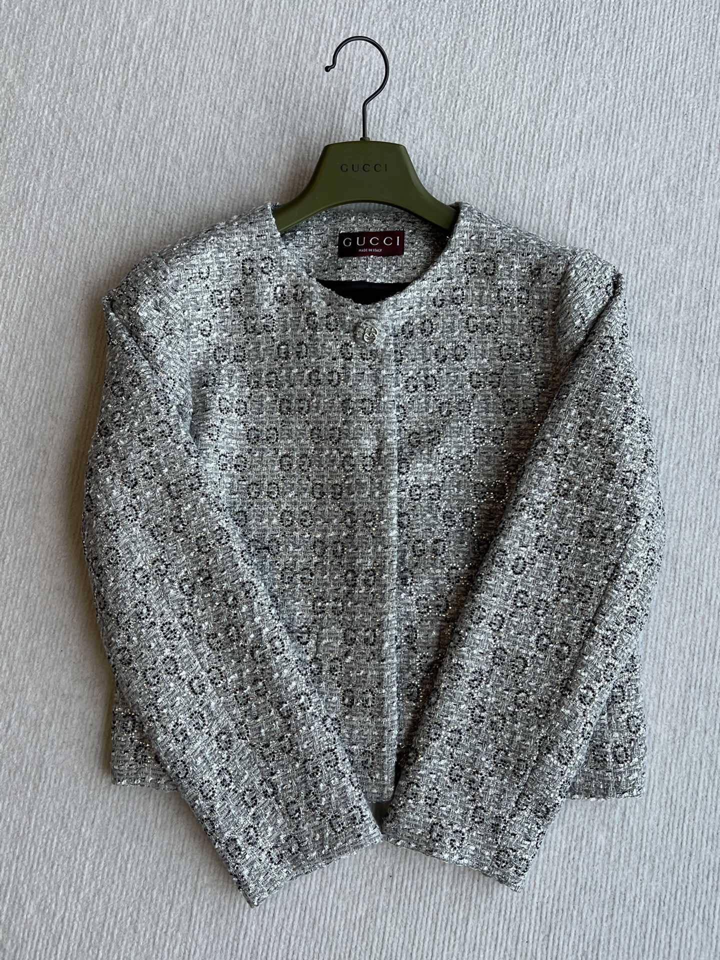 Gucci 25 Diamond Round Neck Jacket Gray Viscose