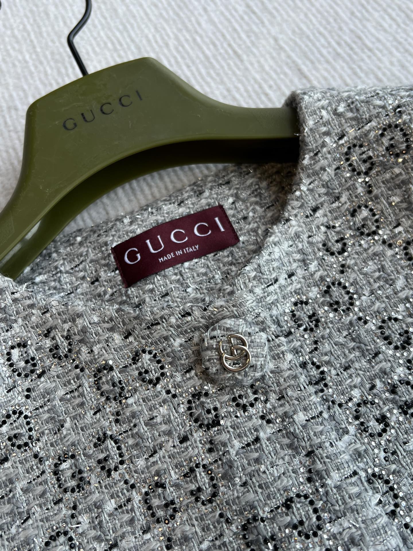 Gucci 25 Diamond Round Neck Jacket Gray Viscose