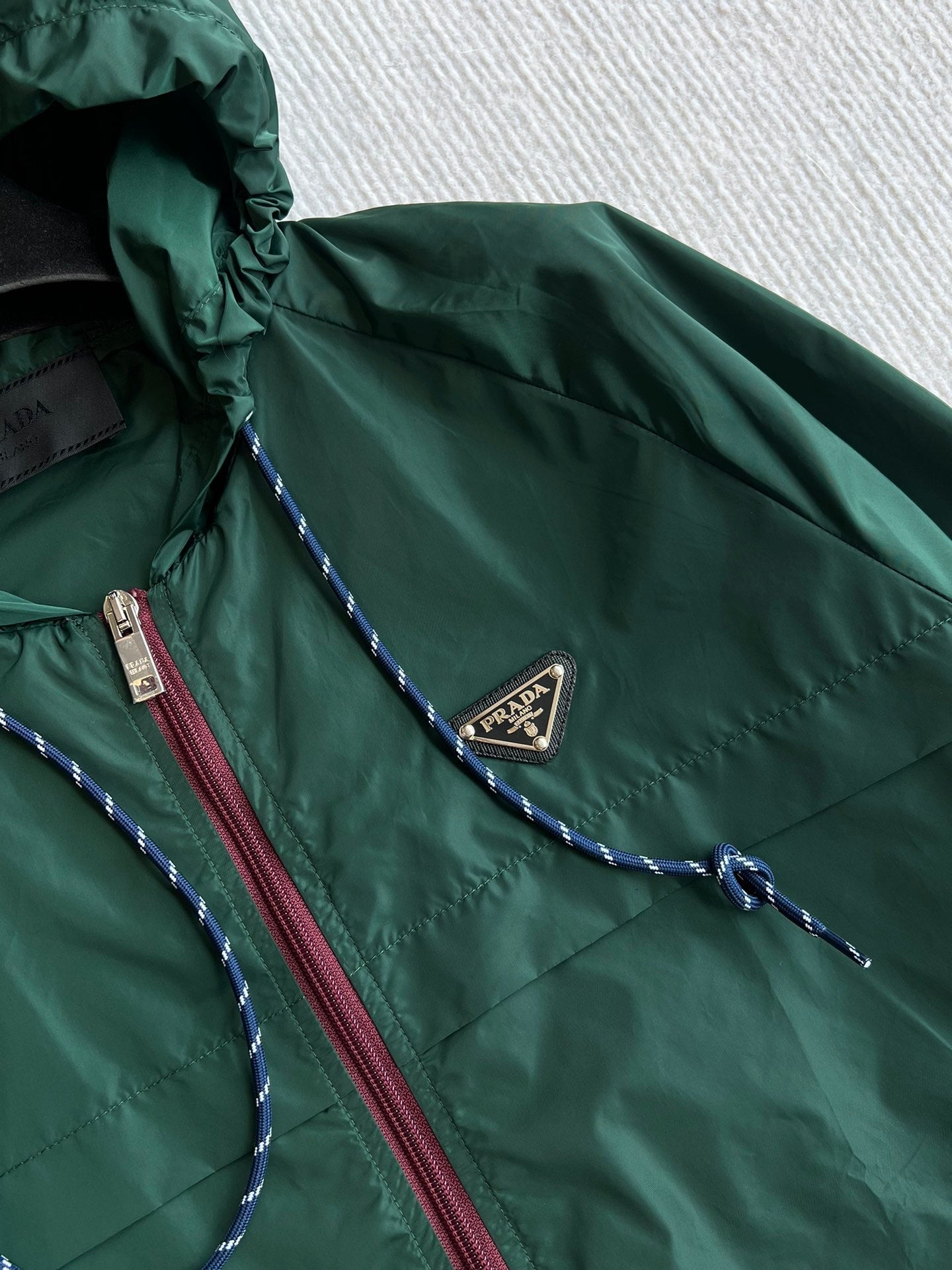 Prada 25 Hooded Jacket Turquoise Polyester