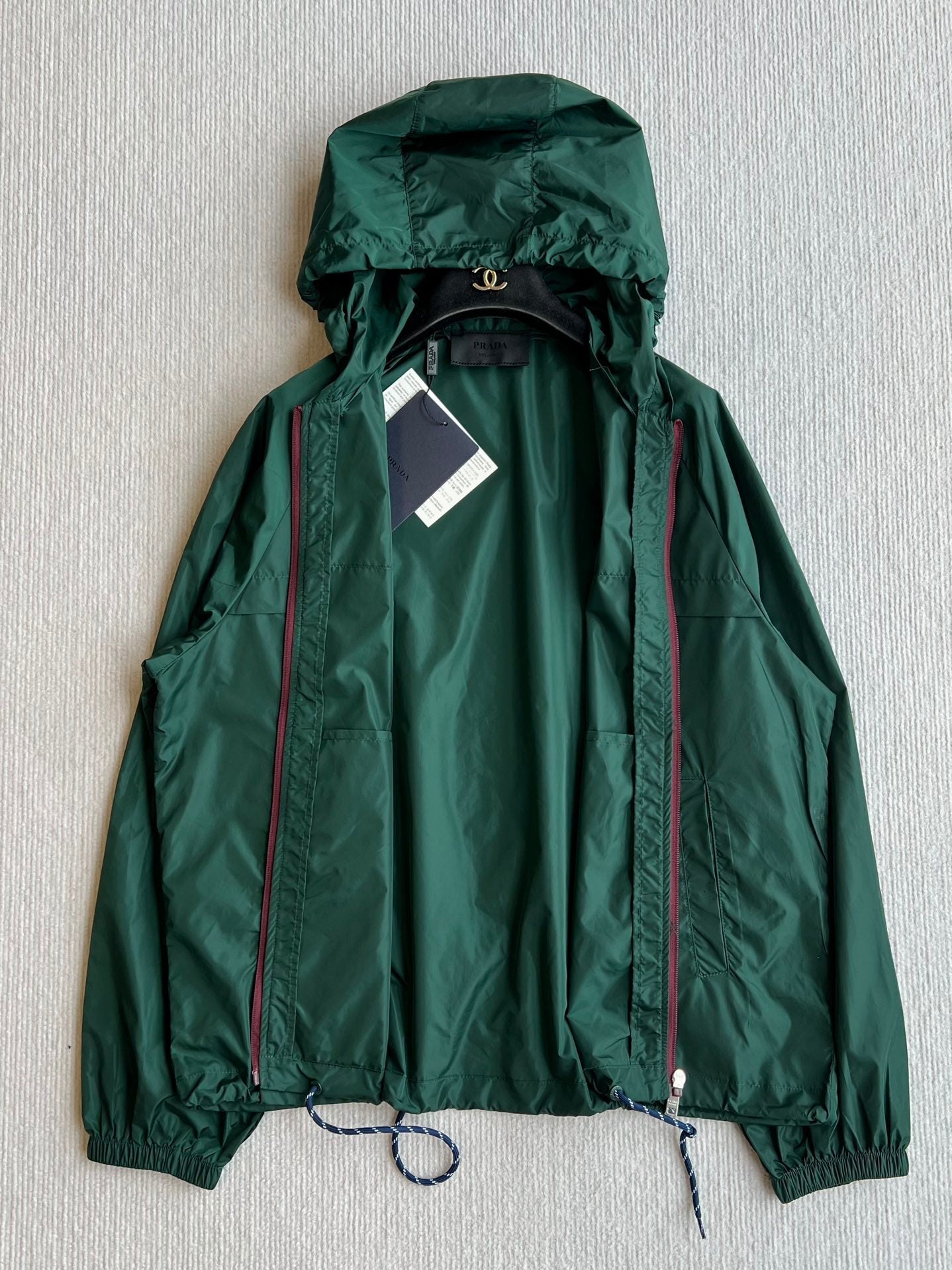 Prada 25 Hooded Jacket Turquoise Polyester