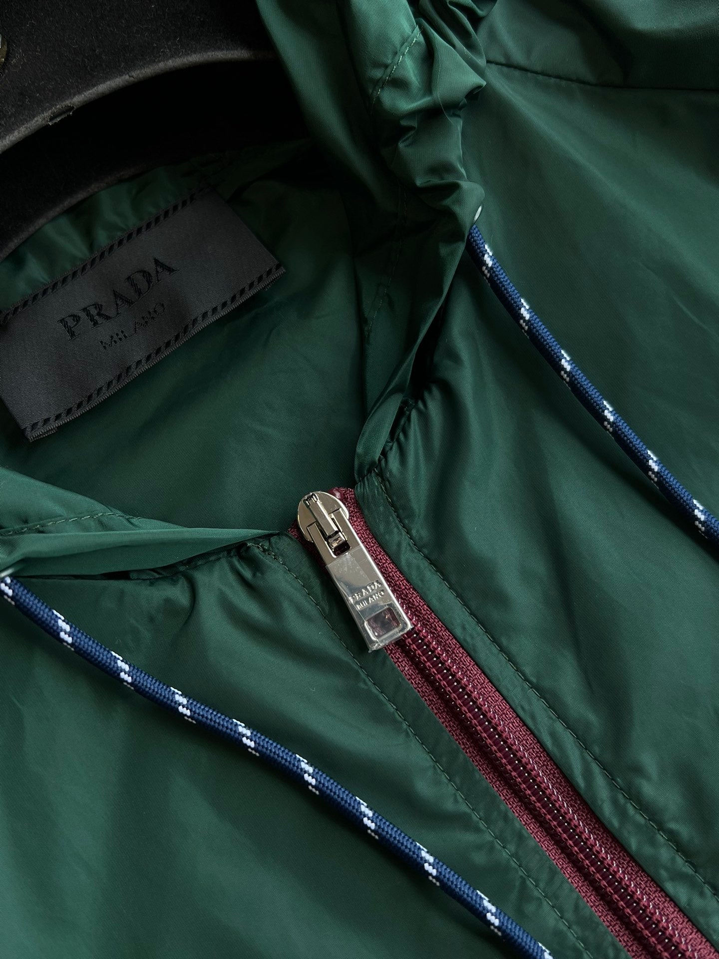 Prada 25 Hooded Jacket Turquoise Polyester