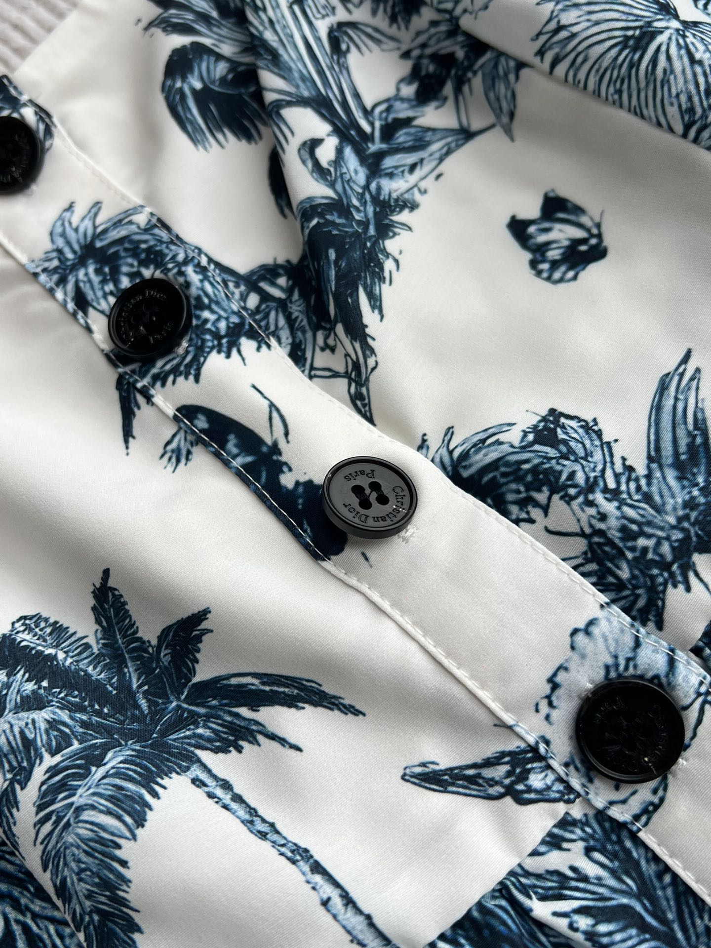 CD 25 Pattern Printed Suspender Dress White Blue Cotton Polyester