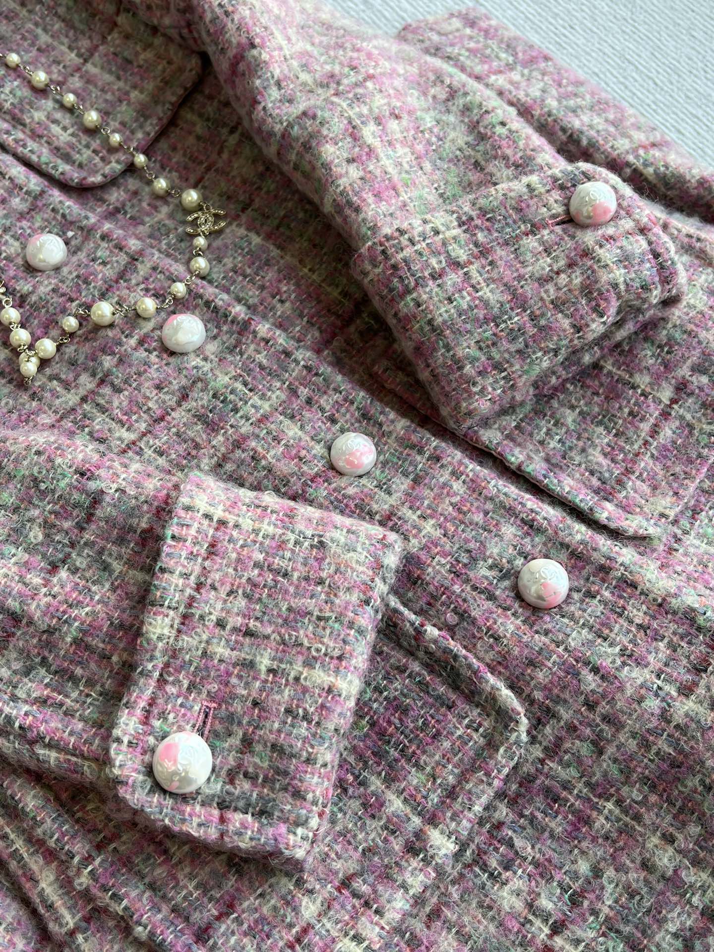 Chanel 25 Long Coat Pink Mohair Wool 318385