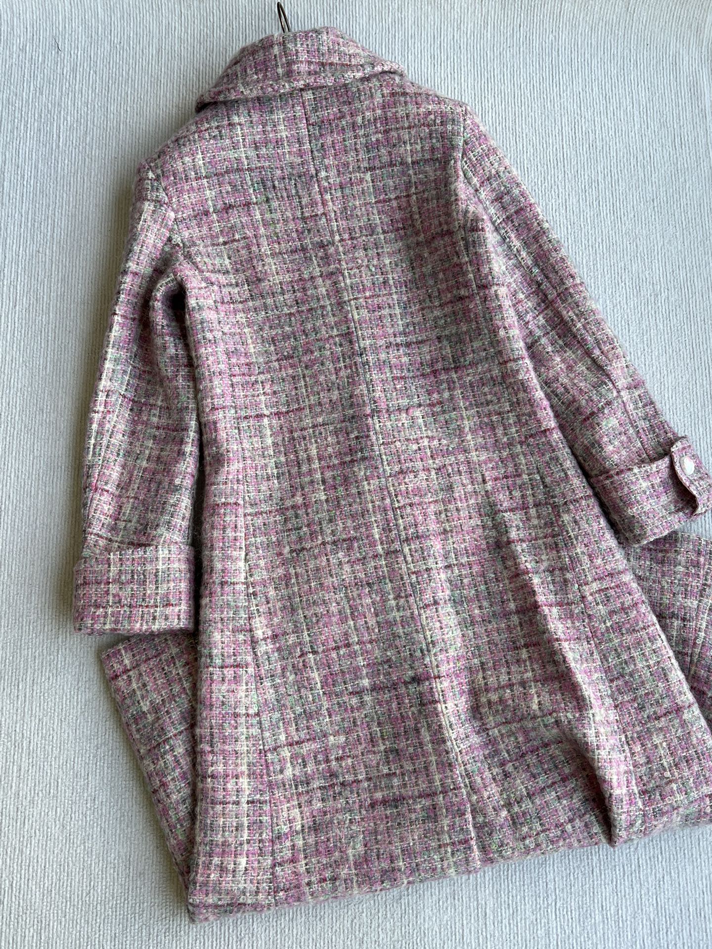 Chanel 25 Long Coat Pink Mohair Wool 318385