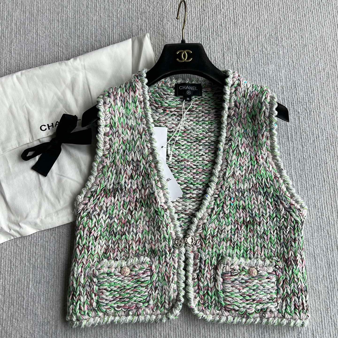 Chanel 2025 Vest Green Wool Cotton 318430