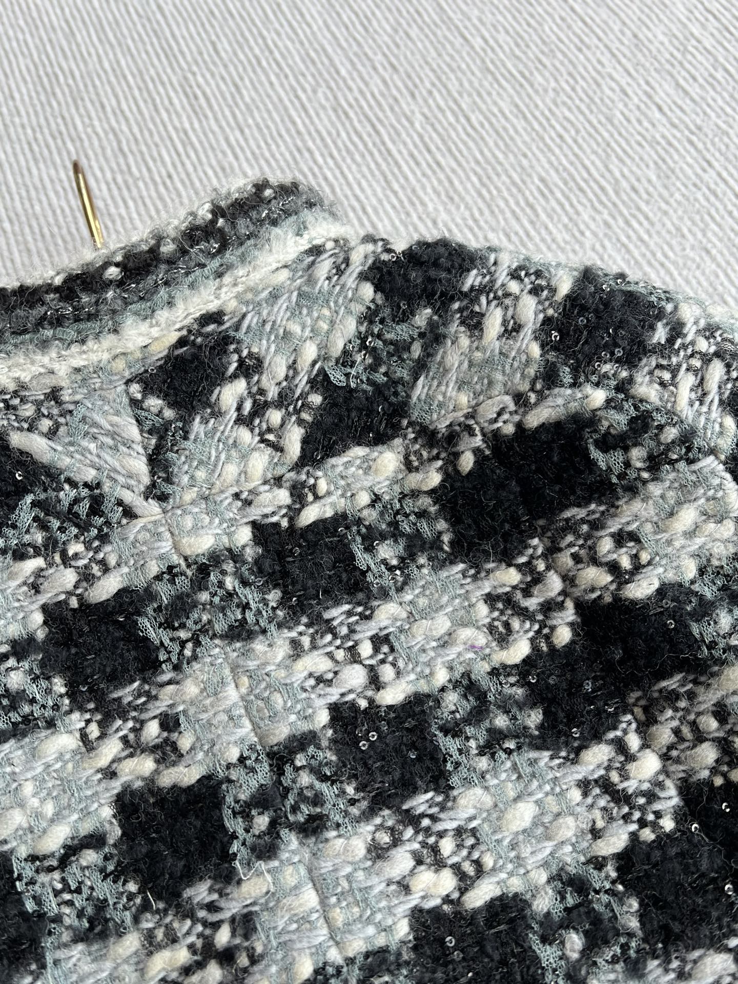 Chanel 2025 Plaid Tweed Jacket Black Wool Polyester 325363