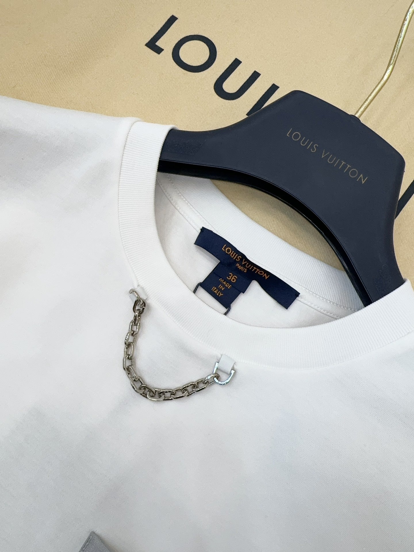 LV 25 Neck T-shirt White Mix Grey Cotton