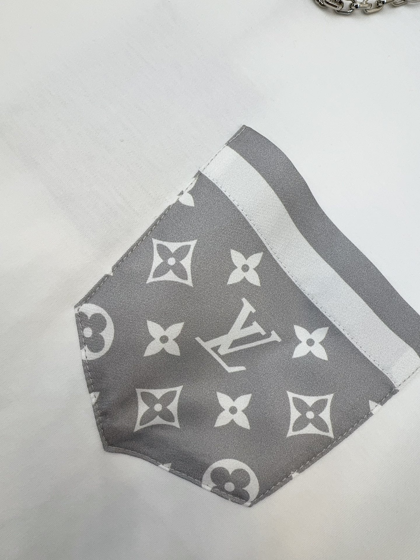 LV 25 Neck T-shirt White Mix Grey Cotton