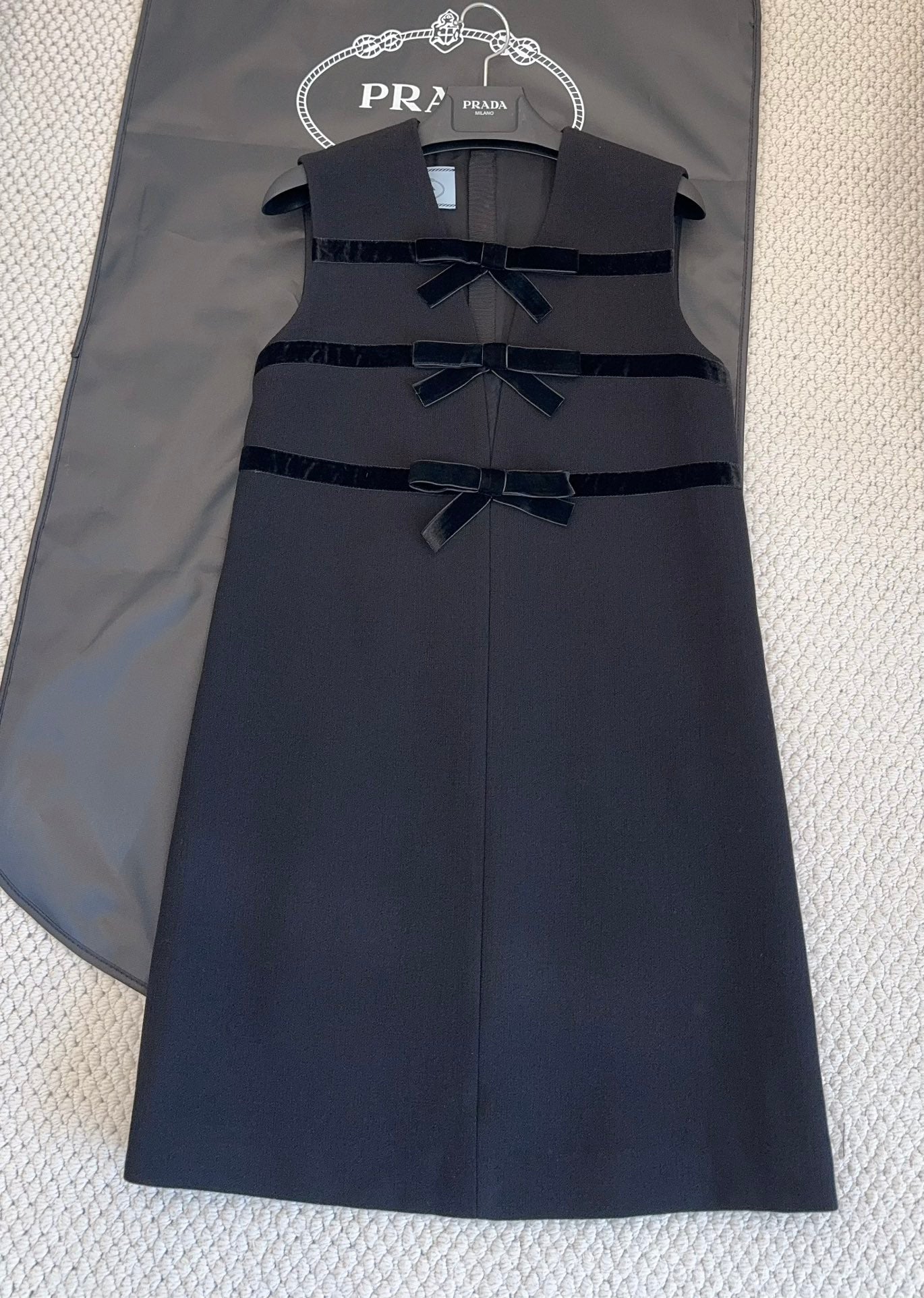 Prada Bow Dress Black Wool